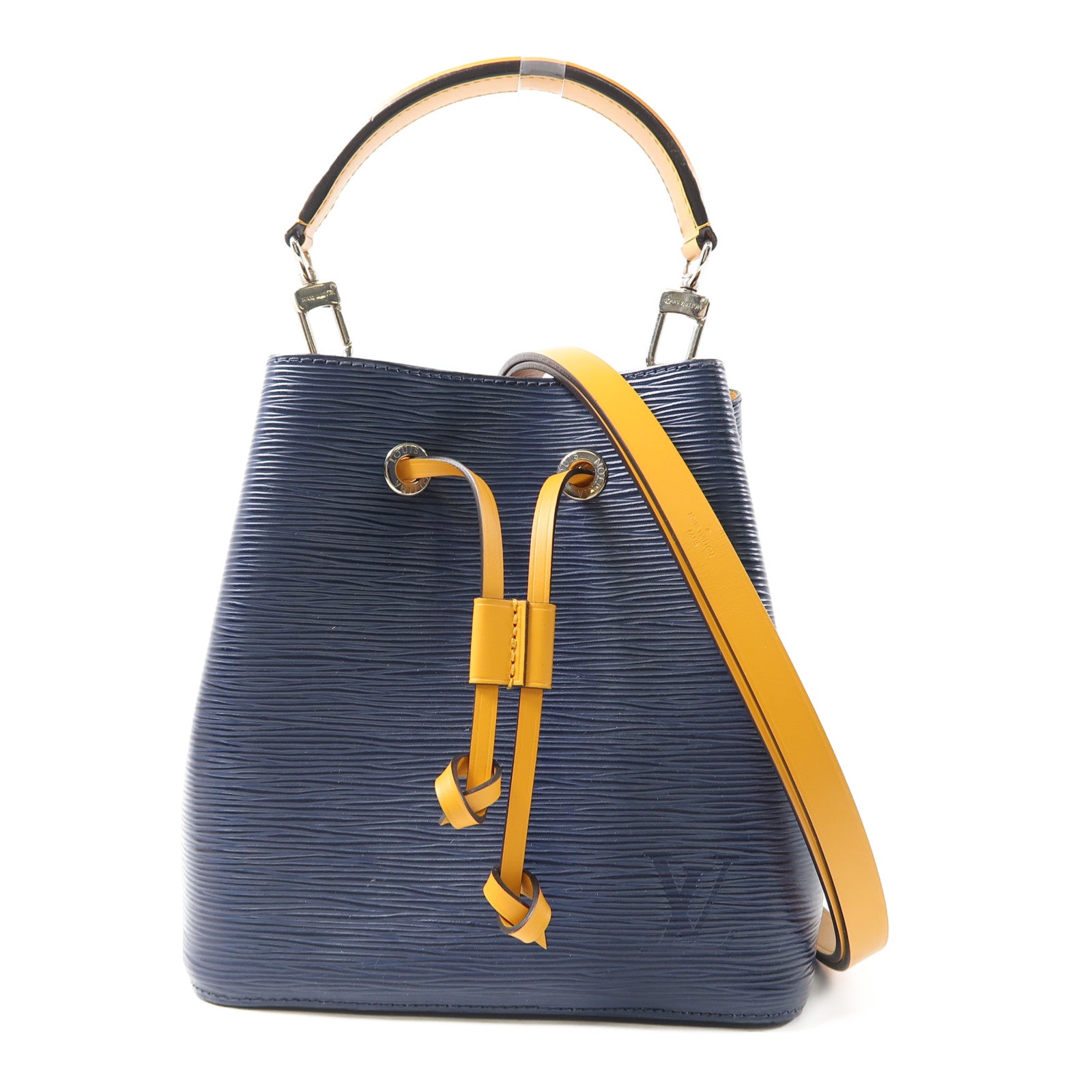 LOUIS VUITTON Epi NeoNoe BB銀扣手挽肩背兩用袋藍色/黃色