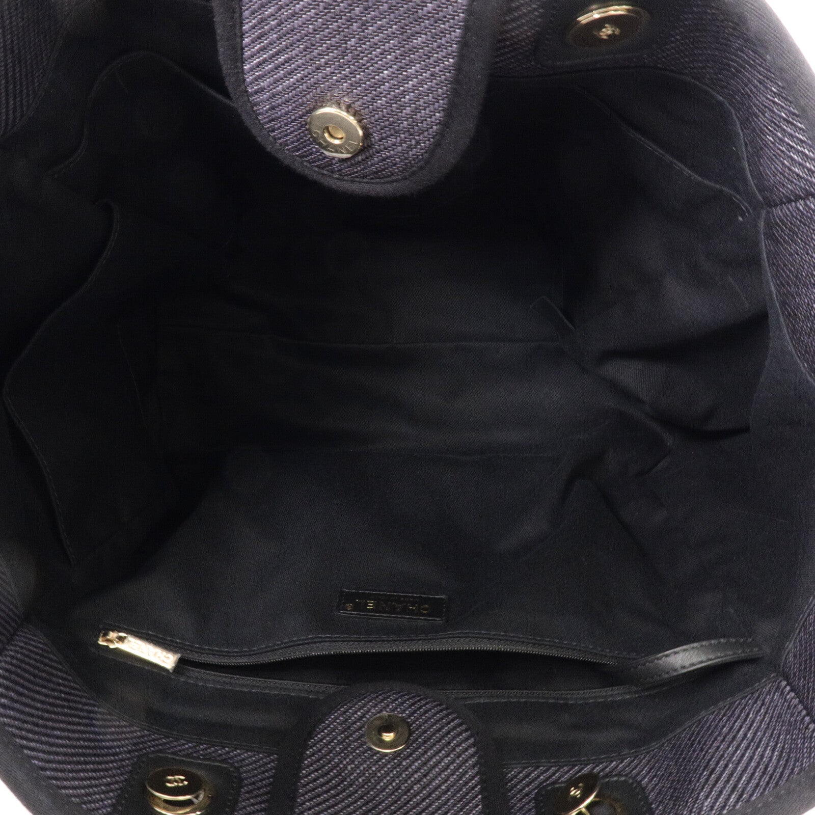 CHANEL 帆布/牛皮皮革Deauville Tote Bag鏈帶肩背袋