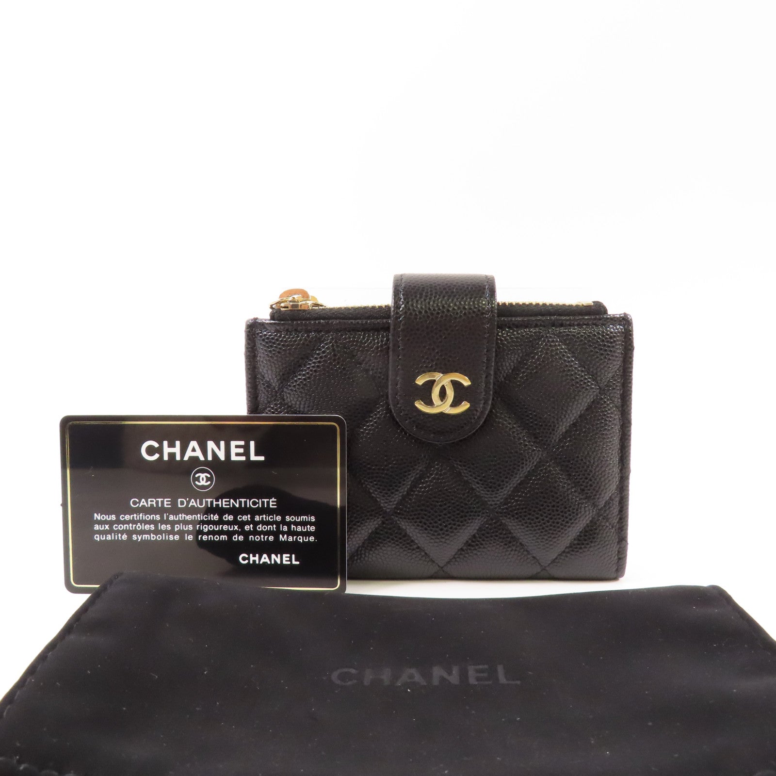 CHANEL 牛皮皮革Wallet金扣錢包