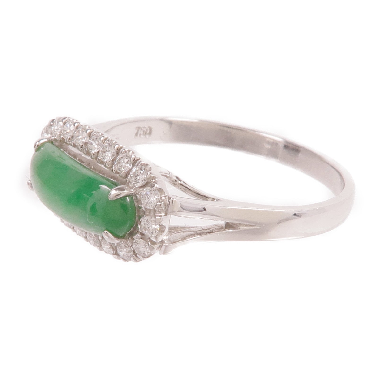 JEWELRY 18K白金Jade Diamond Ring翡翠/鑽石戒指US#9.25