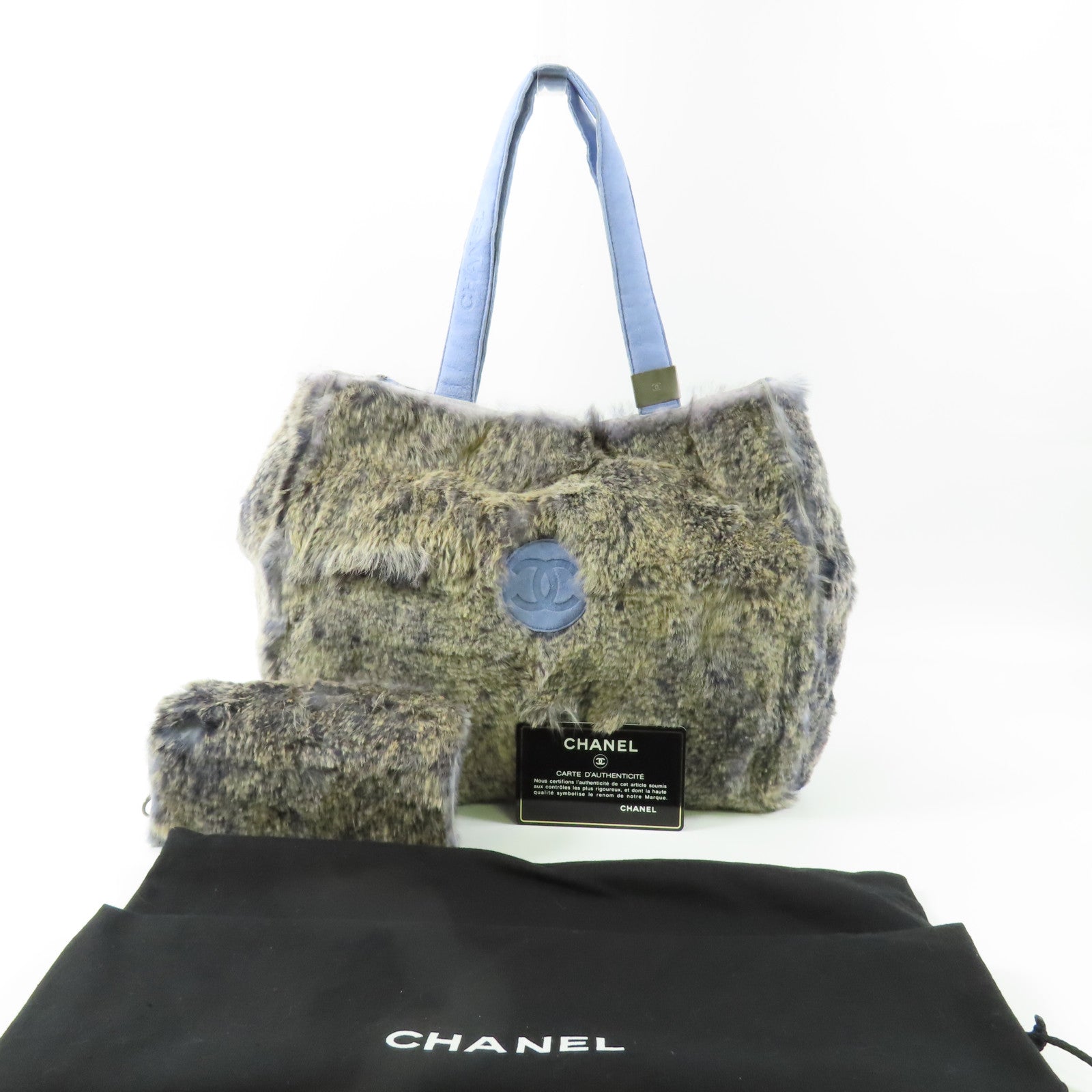 CHANEL 兔毛/絨布Handbag銀扣手挽袋