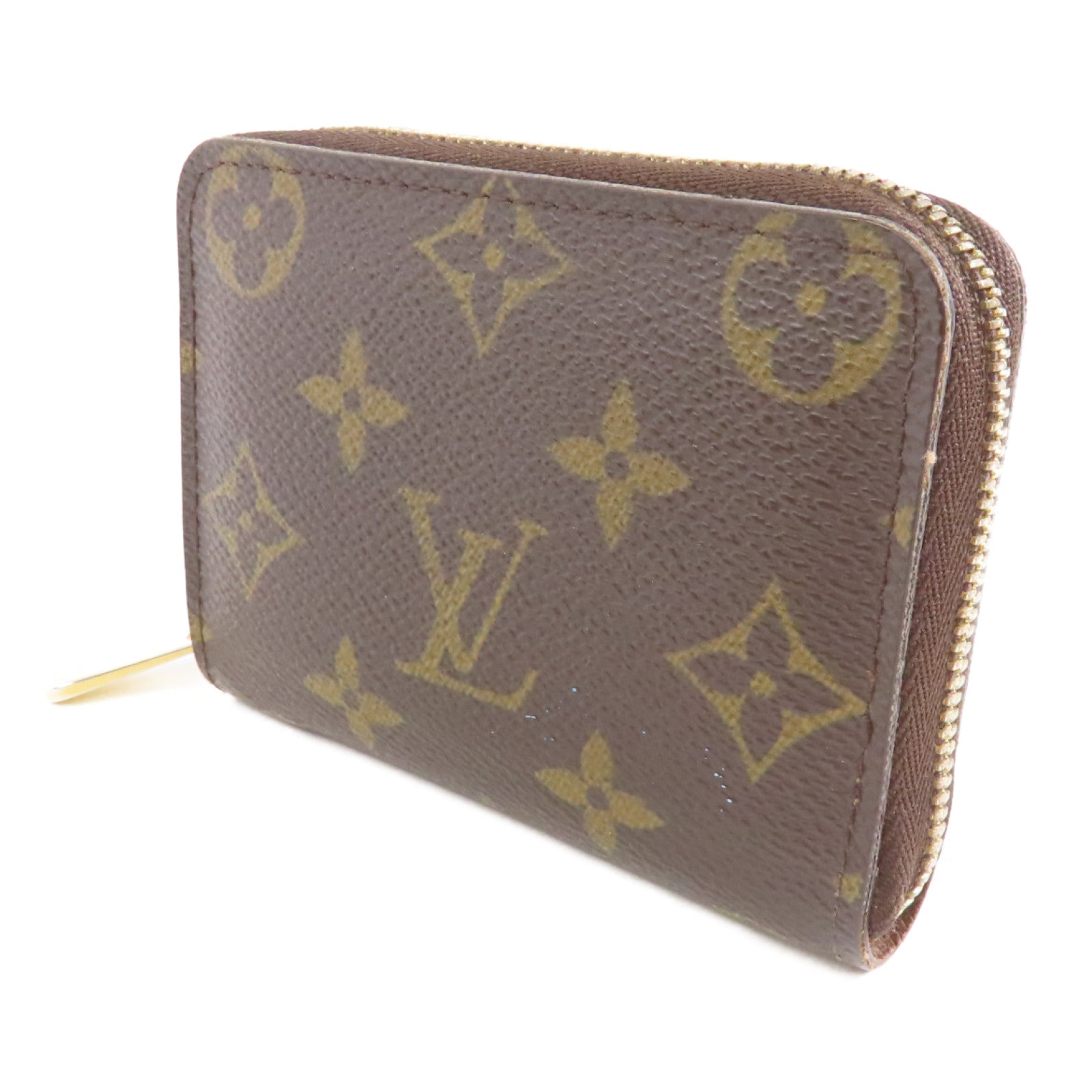 LOUIS VUITTON Monogram Zippy Coin Case金扣零錢包棕色