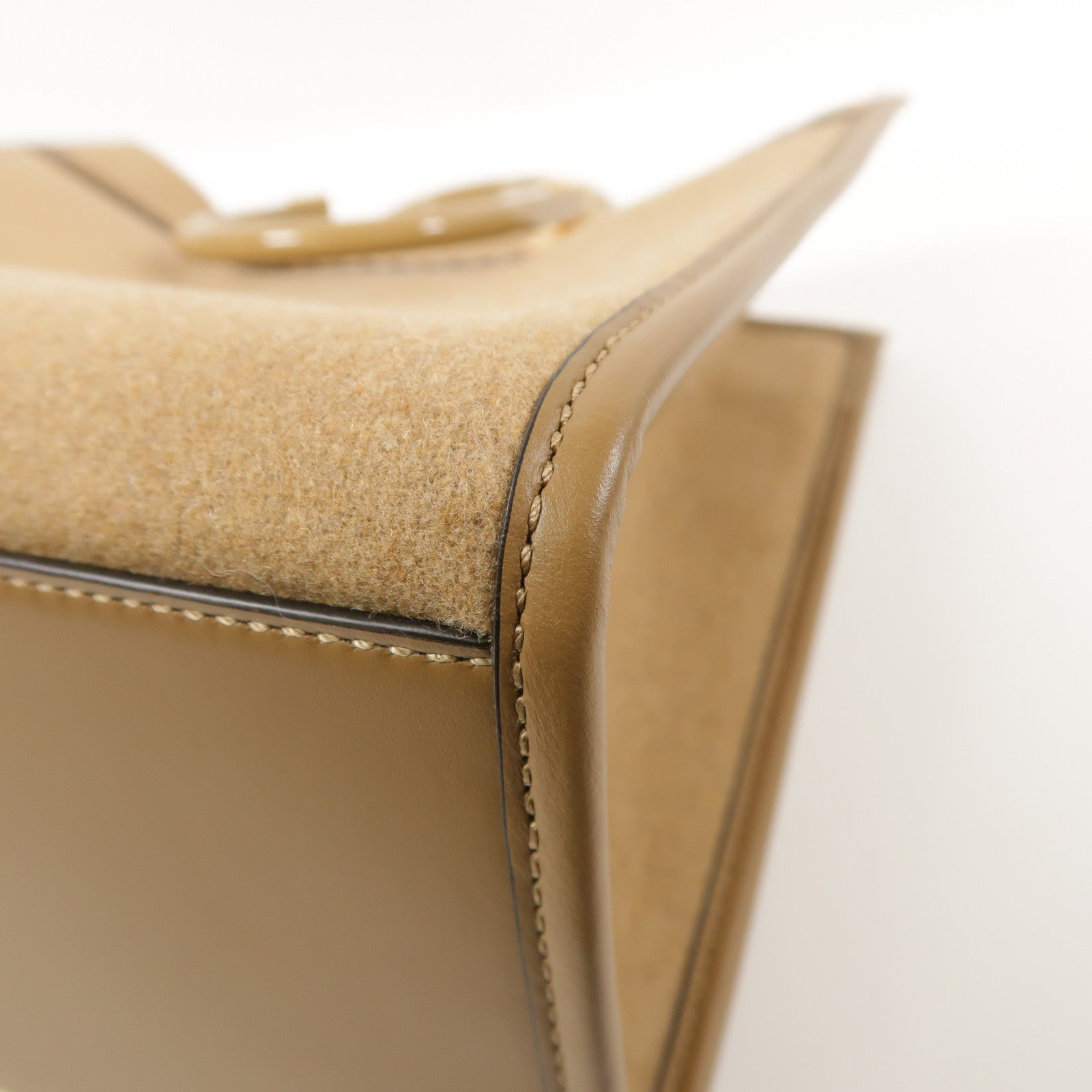 FENDI 羊毛/牛皮皮革Sunshine金扣手挽肩背兩用袋