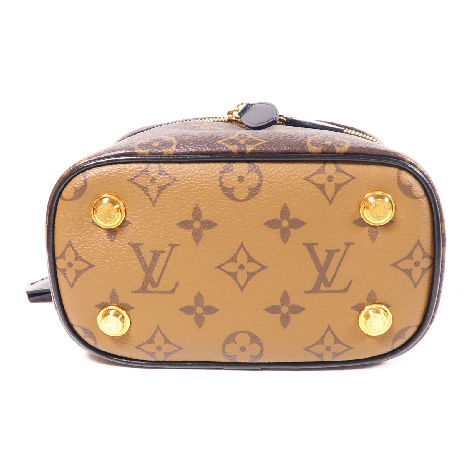LOUIS VUITTON Monogram Reverse Vanity PM金扣手挽肩背兩用袋棕色