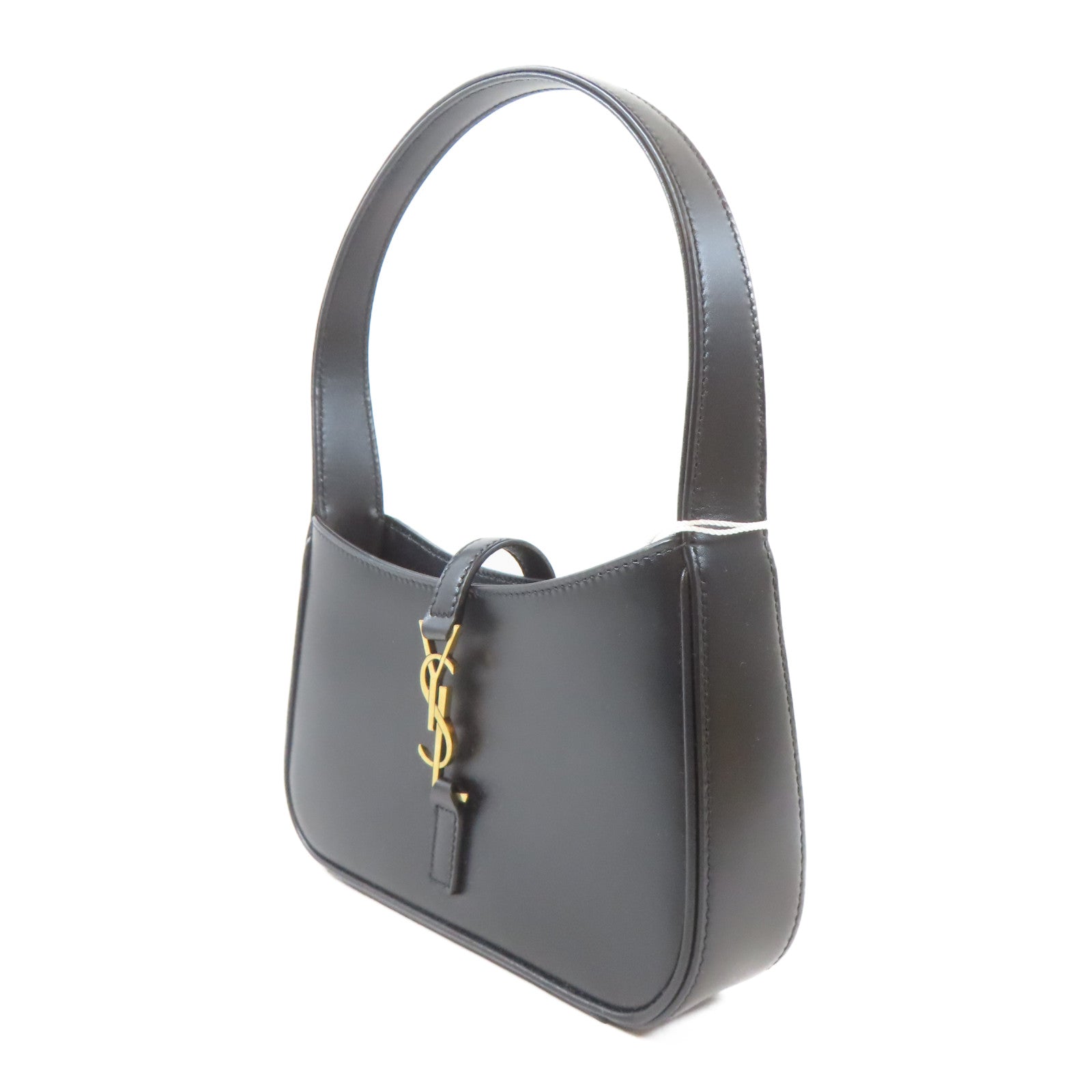 SAINT LAURENT 皮革Mini Le 5 A 7 in Smooth金扣手挽袋黑色
