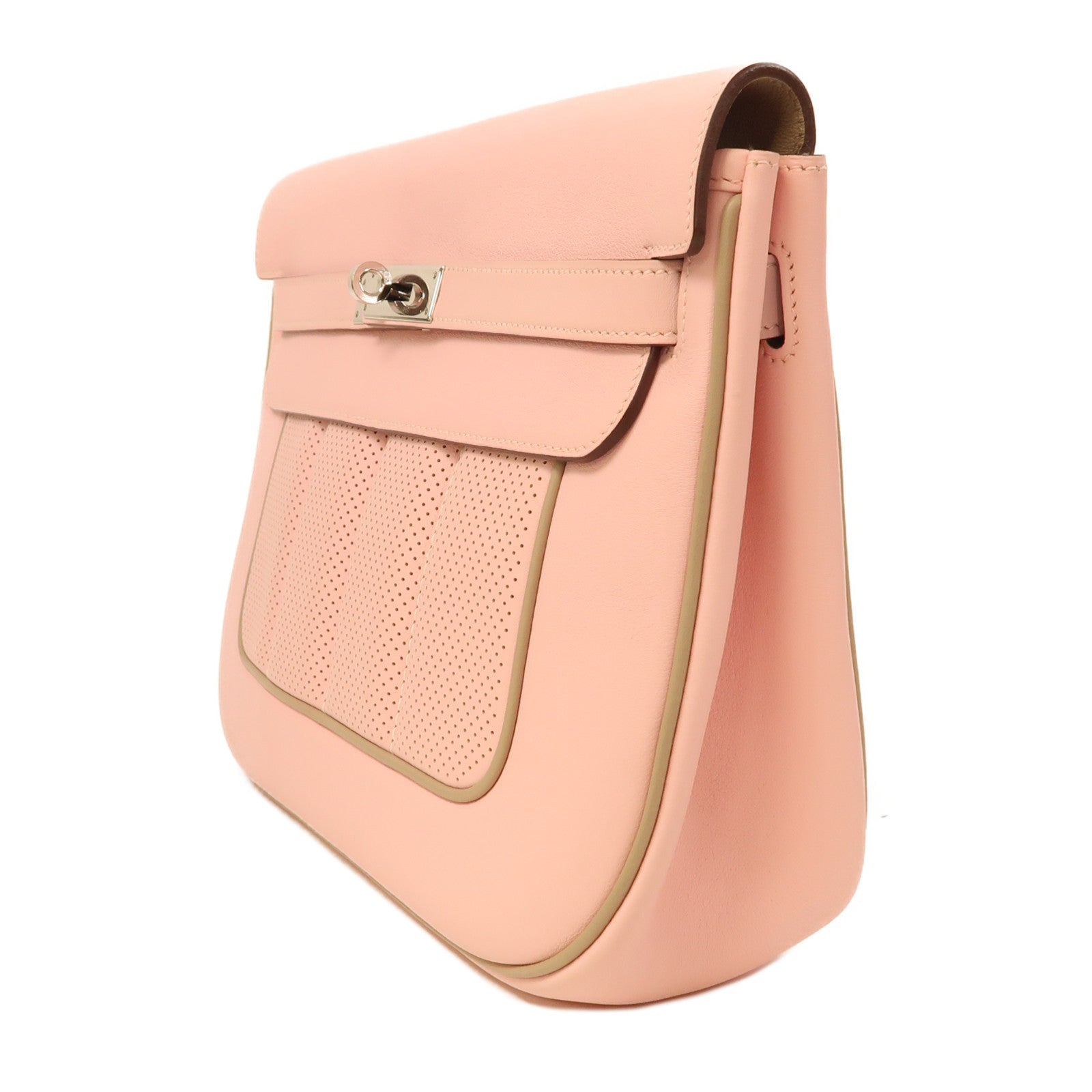 HERMES Swift皮革Berline銀扣肩背袋Rose Sakura/櫻花粉色
