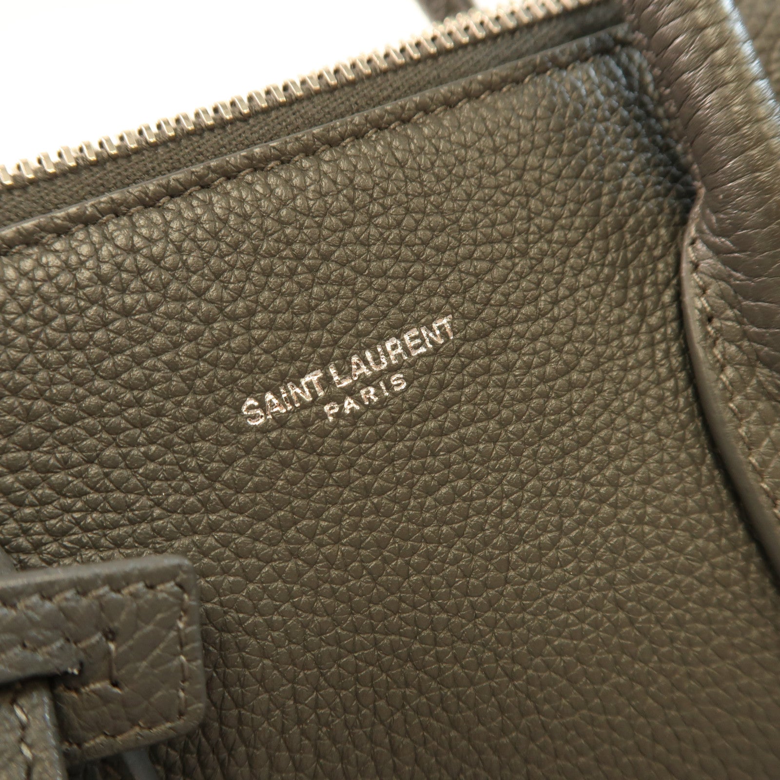 SAINT LAURENT 牛皮皮革2 Way Shoulder銀扣手挽肩背兩用袋灰色
