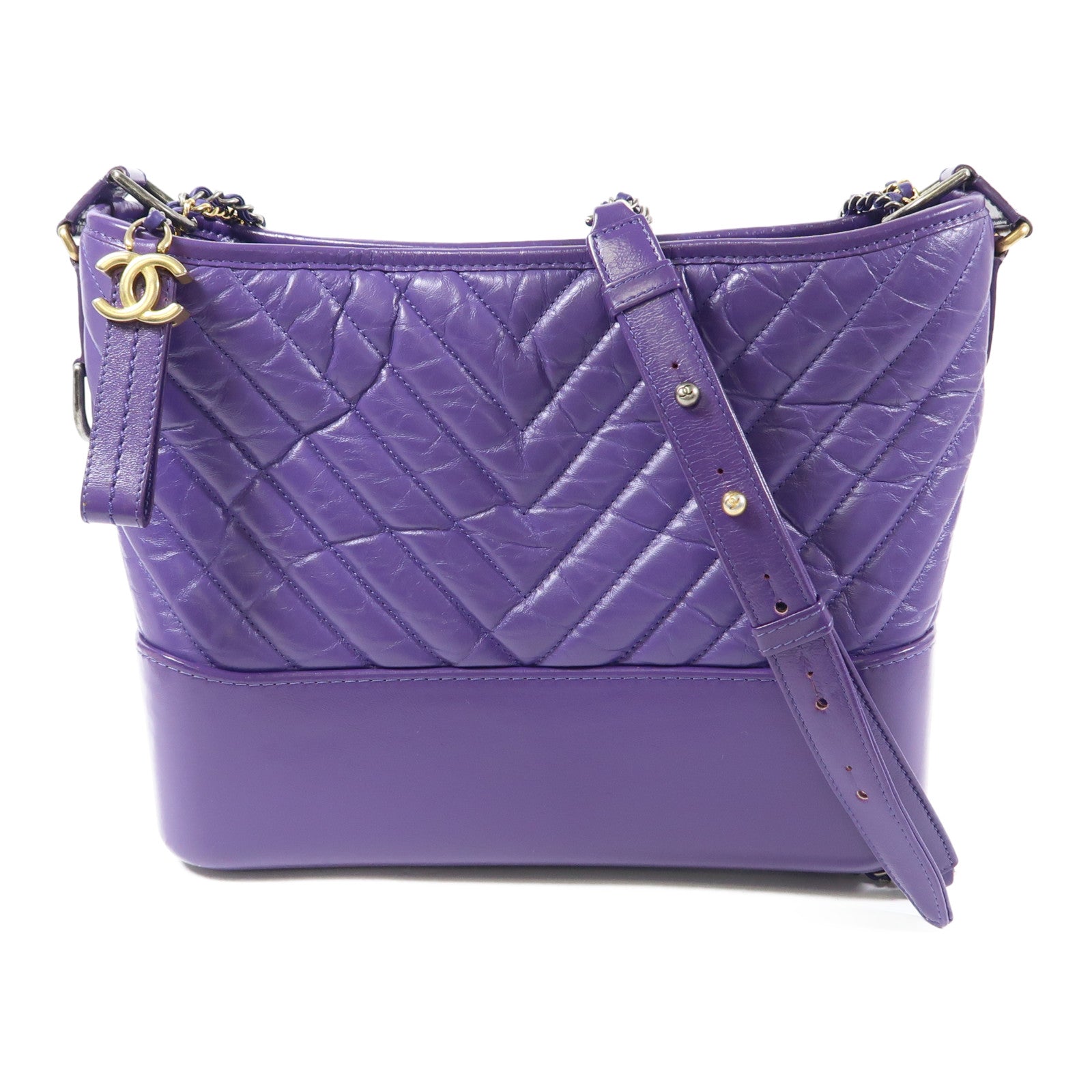 CHANEL 羊皮皮革Gabrielle Large金扣/銀扣鏈帶肩背袋