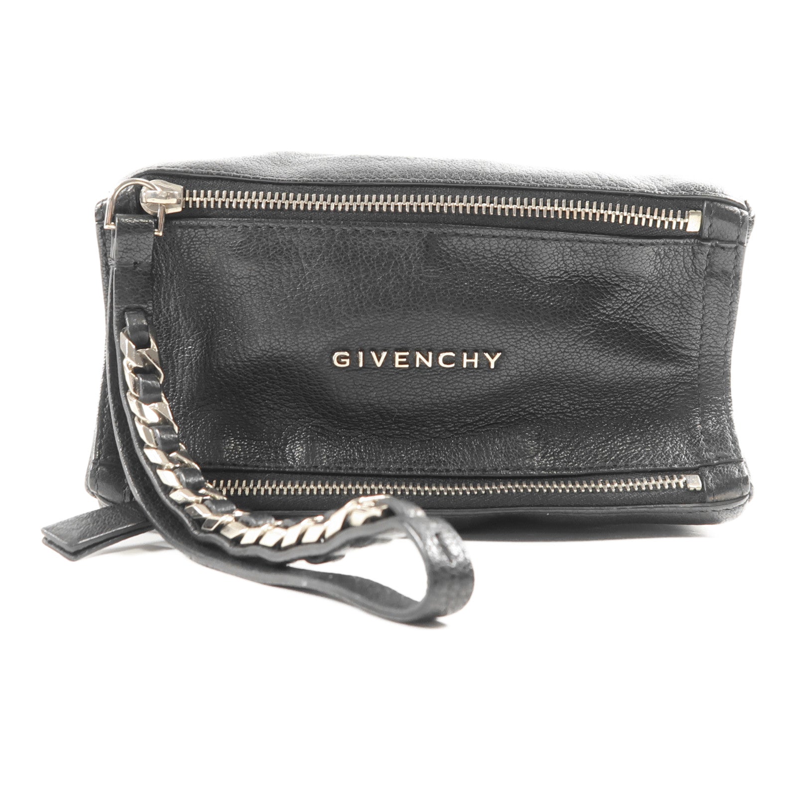 GIVENCHY 牛皮皮革Pouch銀扣手拿包