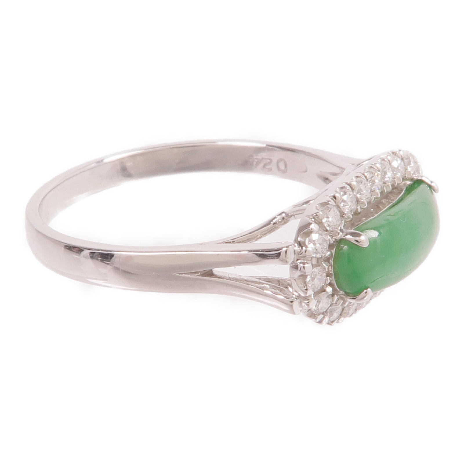 JEWELRY 18K白金Jade Diamond Ring翡翠/鑽石戒指US#9.25
