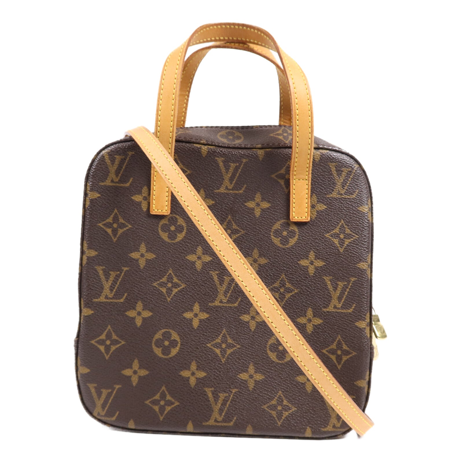 LOUIS VUITTON Monogram Spontini金扣手挽肩背兩用袋棕色