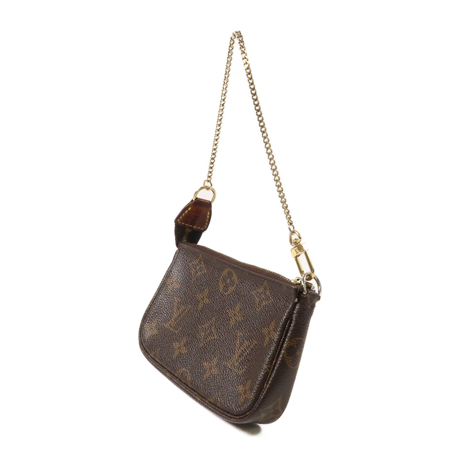 LOUIS VUITTON Monogram Mini Pochette Accessoires金扣手拿包啡色