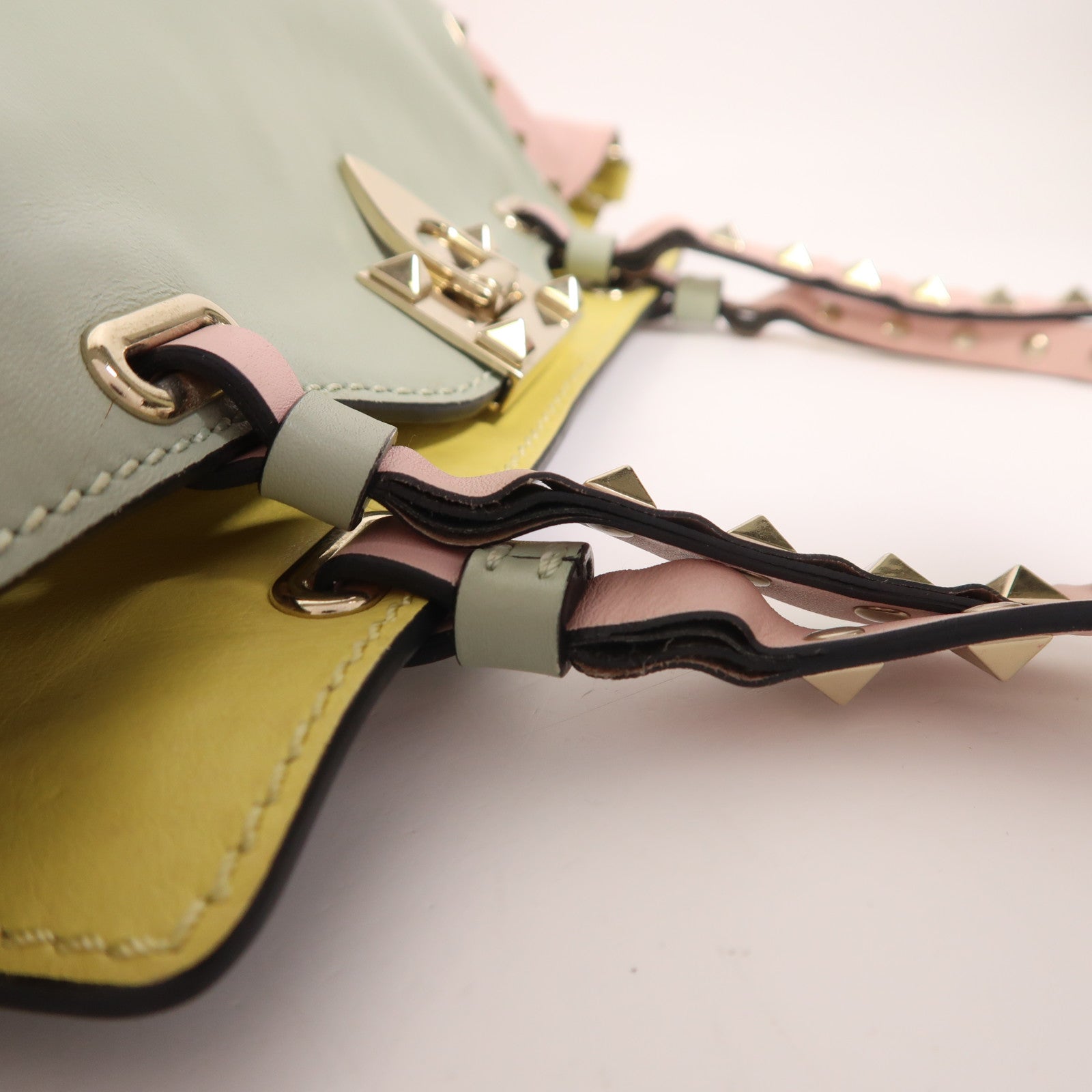 Valentino 羊皮皮革2 Way Shoulder金扣手挽肩背兩用袋