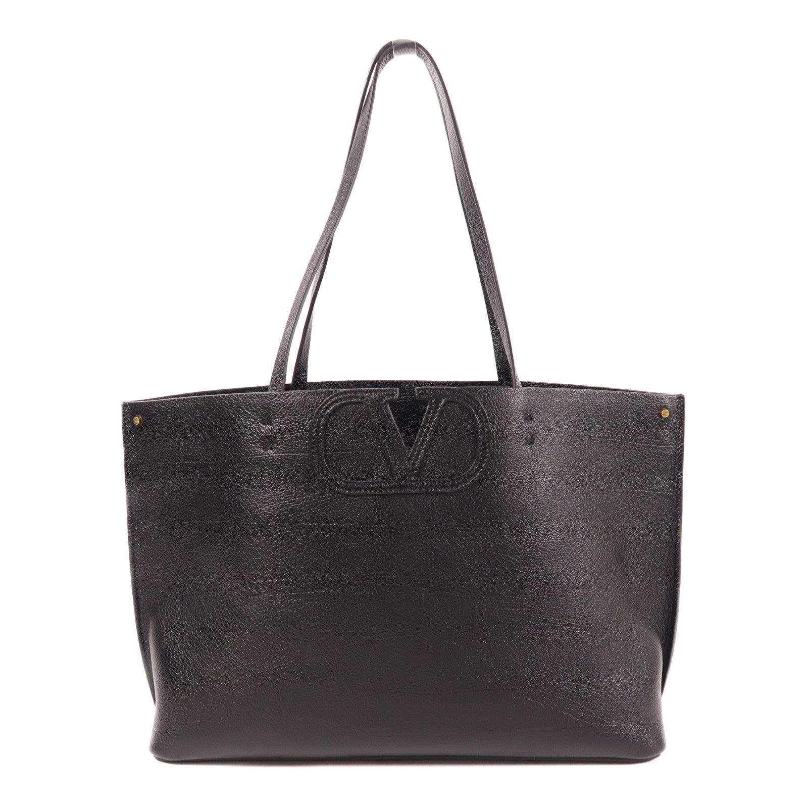 Valentino 牛皮皮革Tote Bag金扣肩背袋