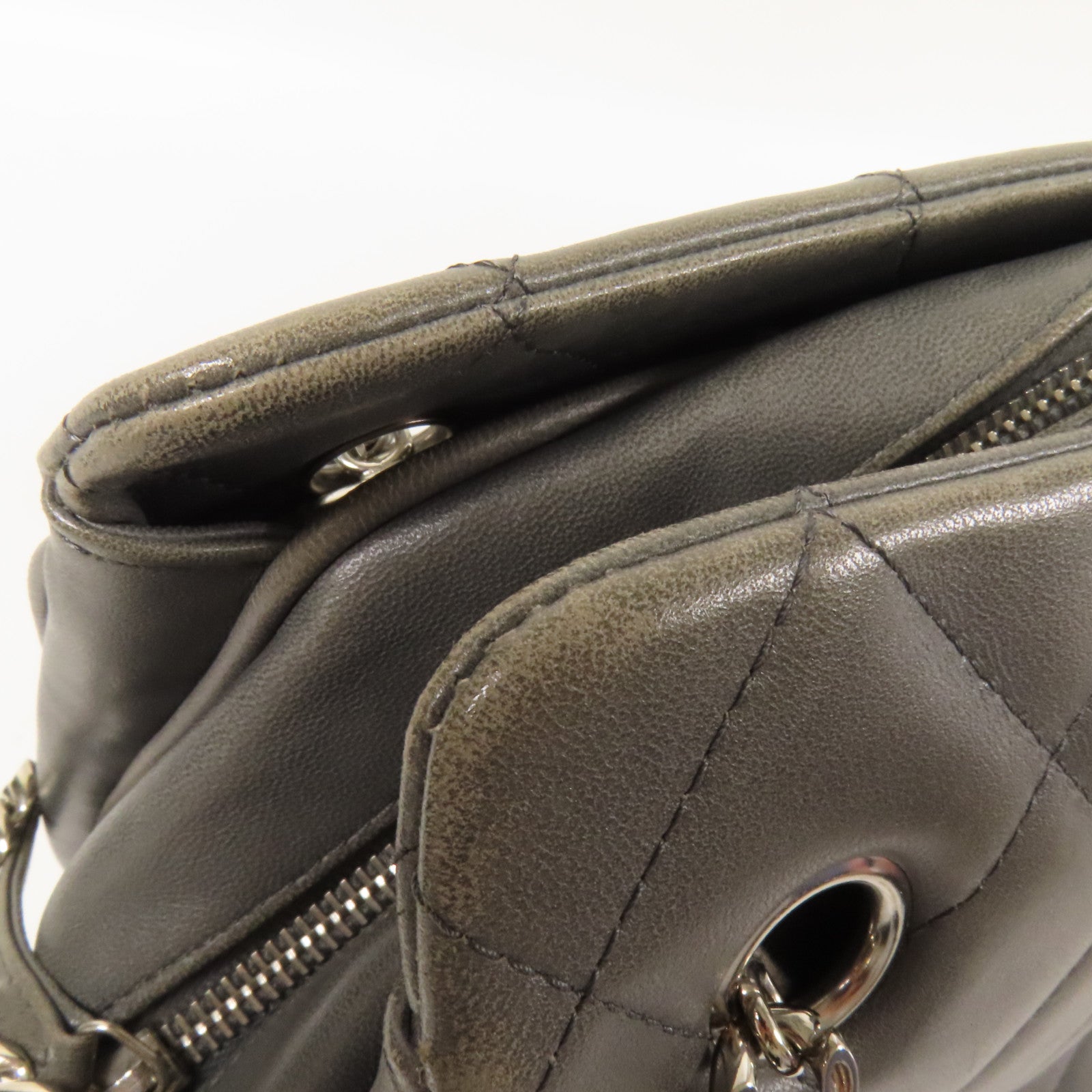 CHANEL 羊皮皮革Chain Shoulder銀扣鏈帶肩背袋