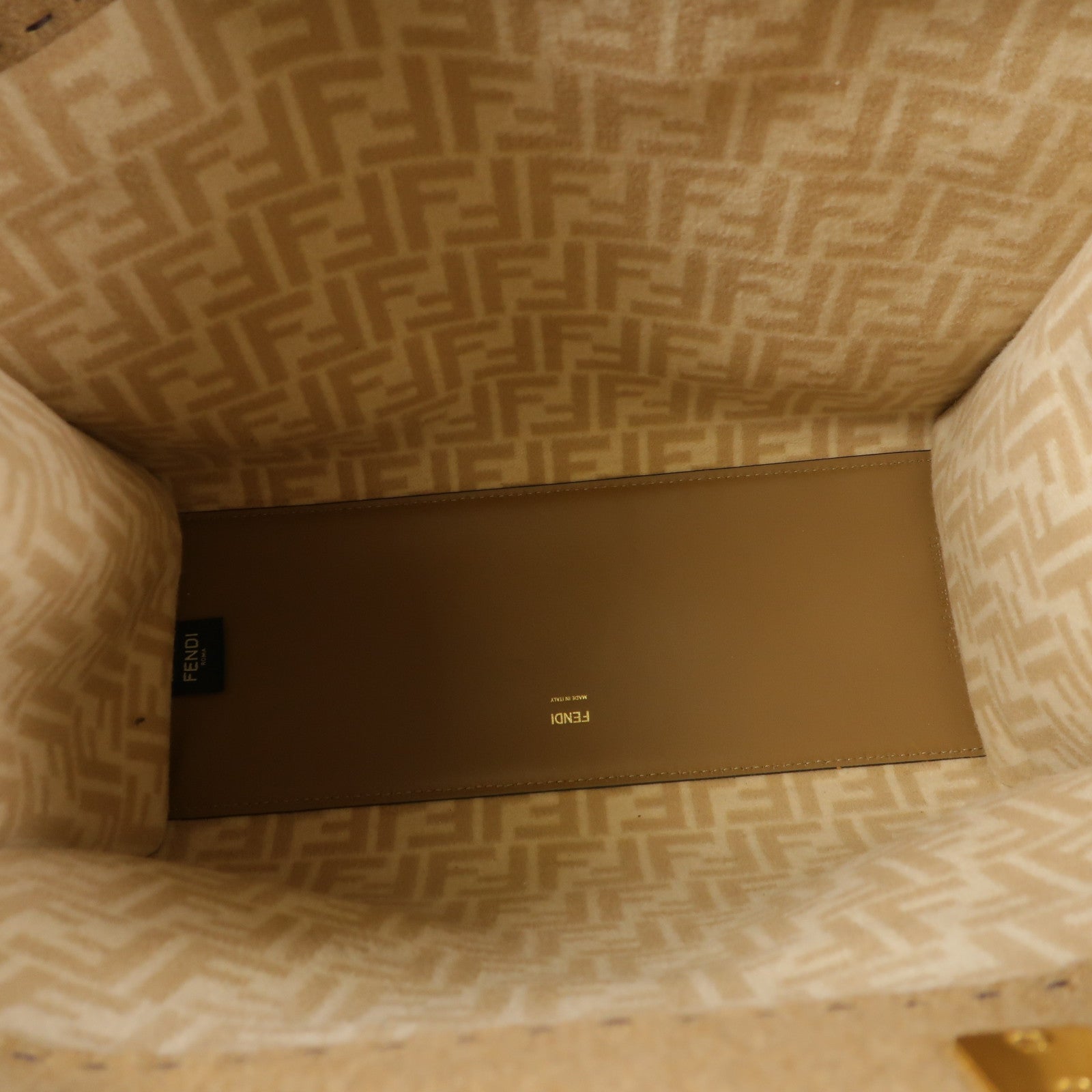 FENDI 羊毛/牛皮皮革Sunshine金扣手挽肩背兩用袋