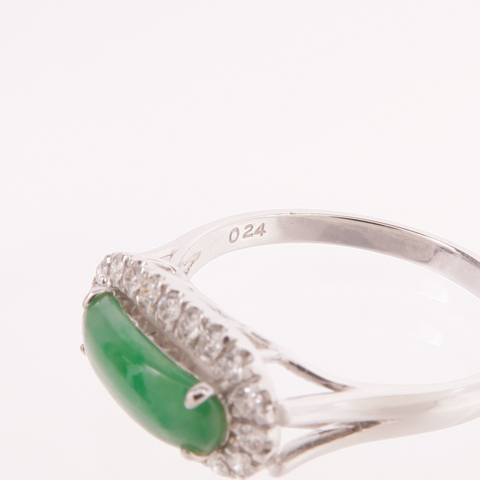JEWELRY 18K白金Jade Diamond Ring翡翠/鑽石戒指US#9.25