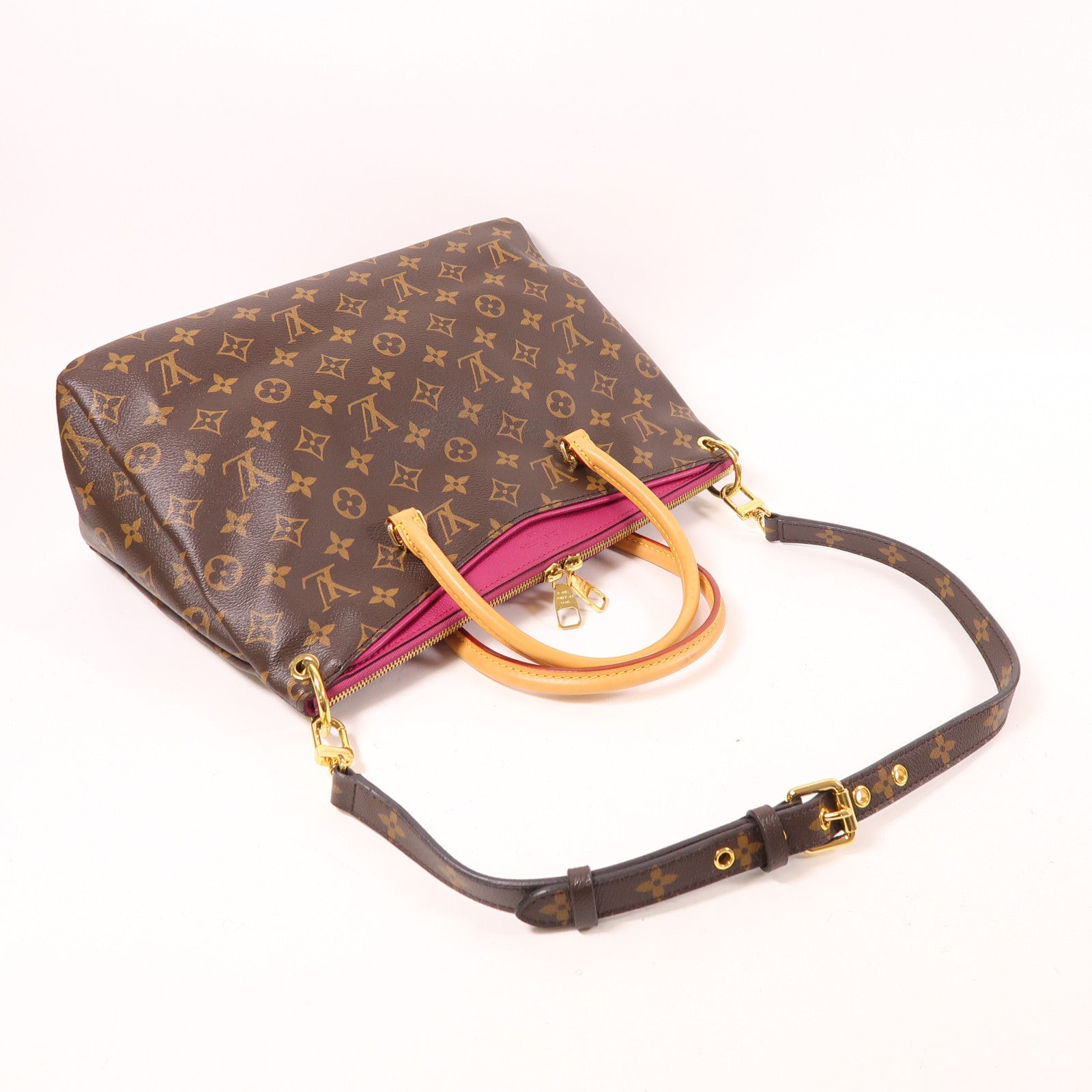 LOUIS VUITTON Monogram Pallas金扣手挽肩背兩用袋棕色