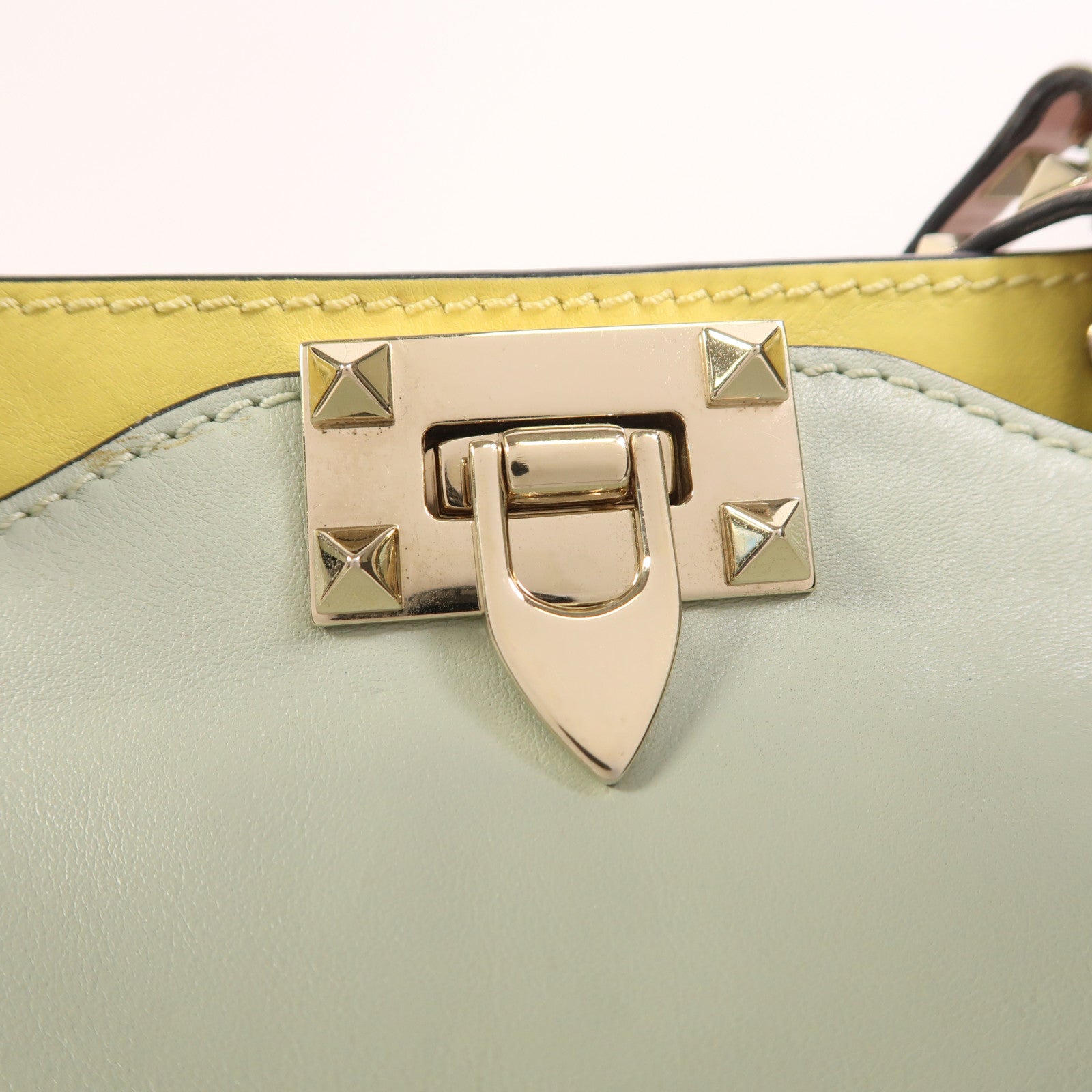 Valentino 羊皮皮革2 Way Shoulder金扣手挽肩背兩用袋