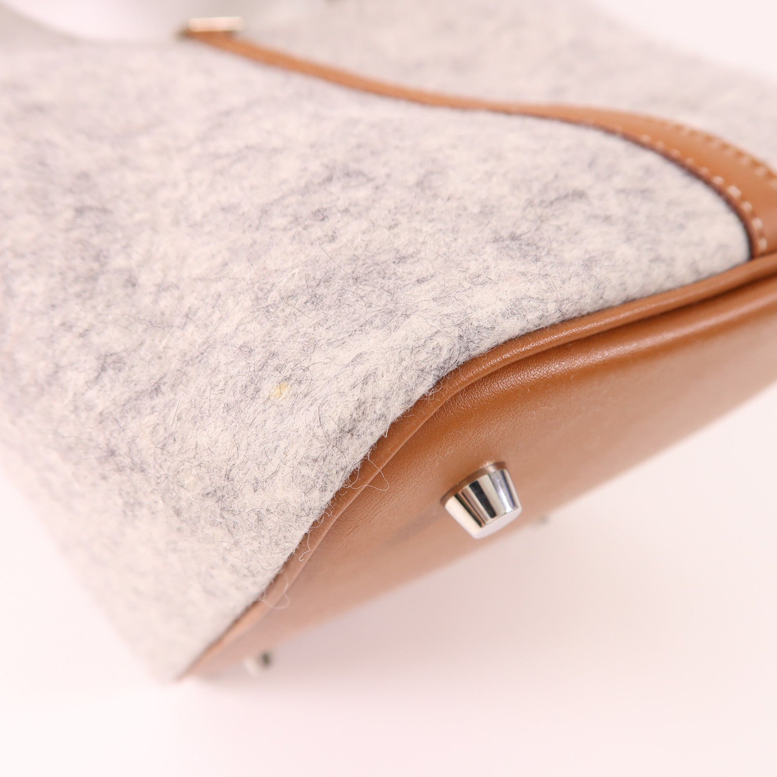 HERMES PHW Picotin MM Tote Bag Felt Gris Clair