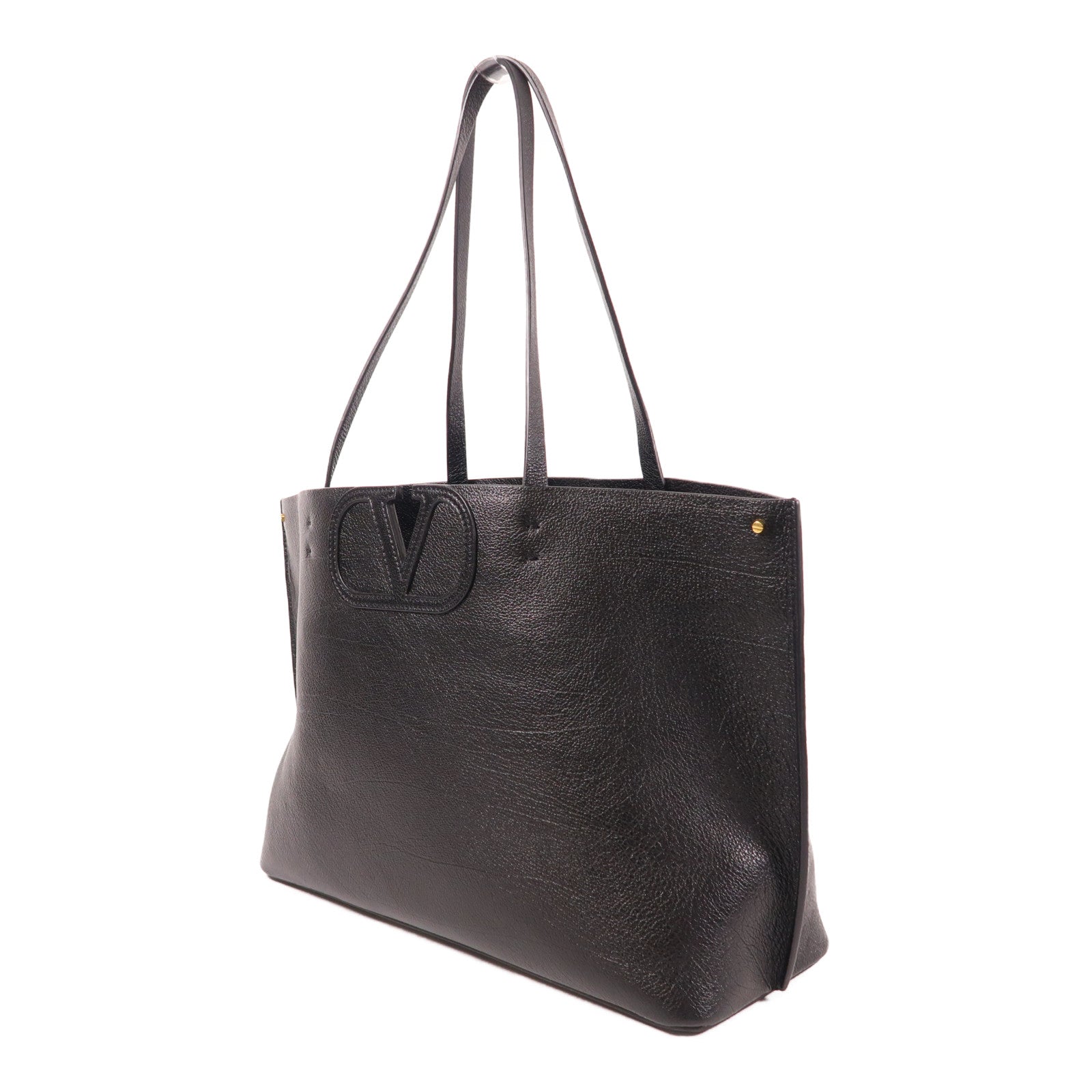 Valentino 牛皮皮革Tote Bag金扣肩背袋