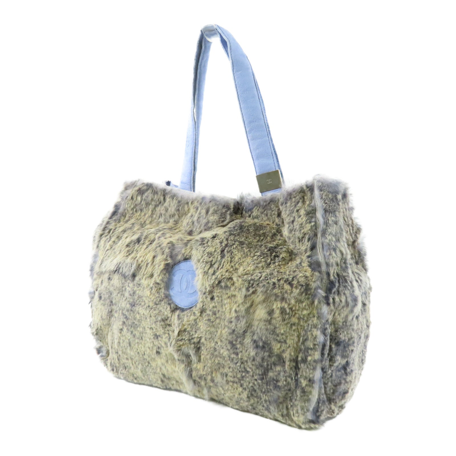 CHANEL 兔毛/絨布Handbag銀扣手挽袋