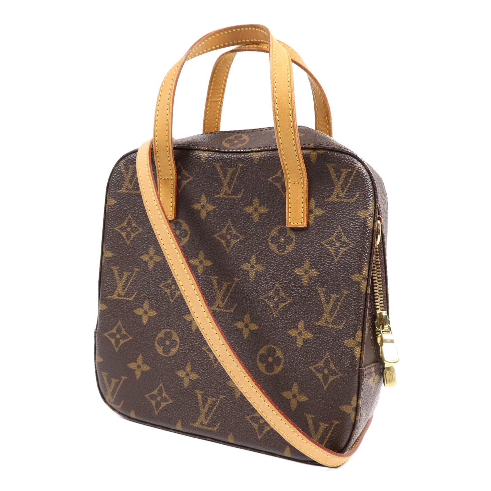 LOUIS VUITTON Monogram Spontini金扣手挽肩背兩用袋棕色