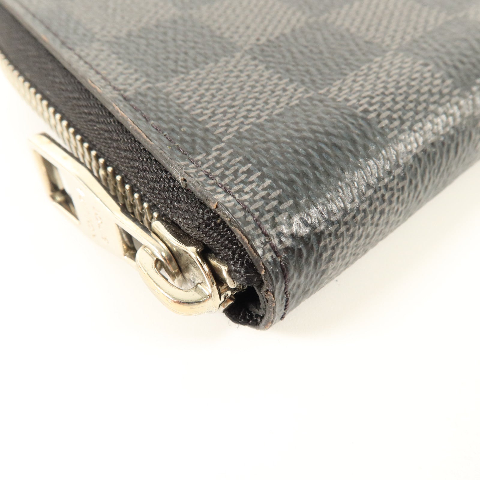 LOUIS VUITTON Damier Graphite Zipper Wallet Vertical銀扣長錢包