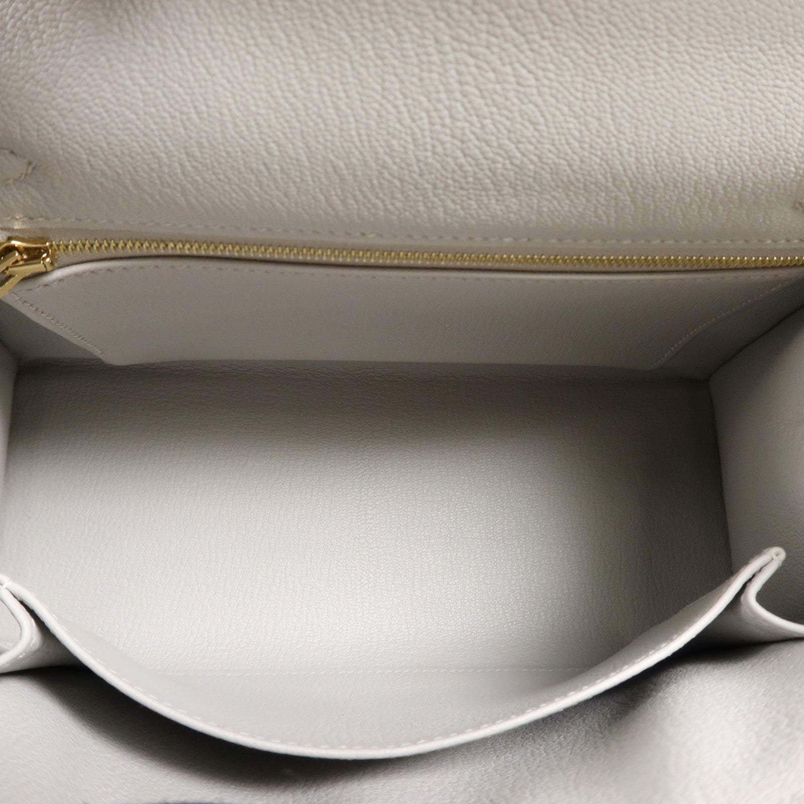 HERMES 【激減優惠】Cherve皮革Kelly 25金扣手挽肩背兩用袋 Gris Perle/Lime