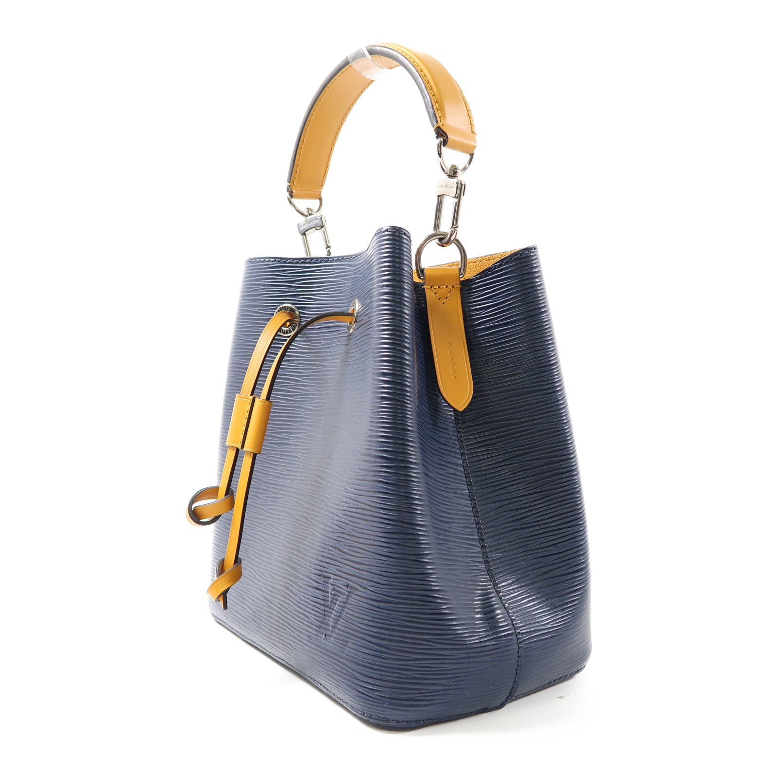 LOUIS VUITTON Epi NeoNoe BB銀扣手挽肩背兩用袋藍色/黃色
