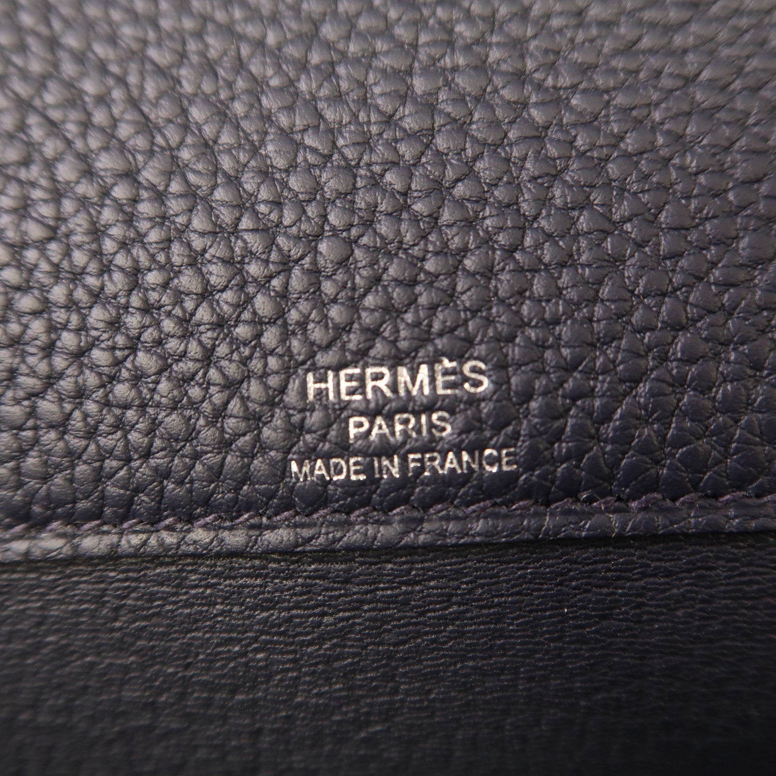 HERMES Togo皮革Kelly Depeches 25銀扣手拿包2Z Bleu Nuit
