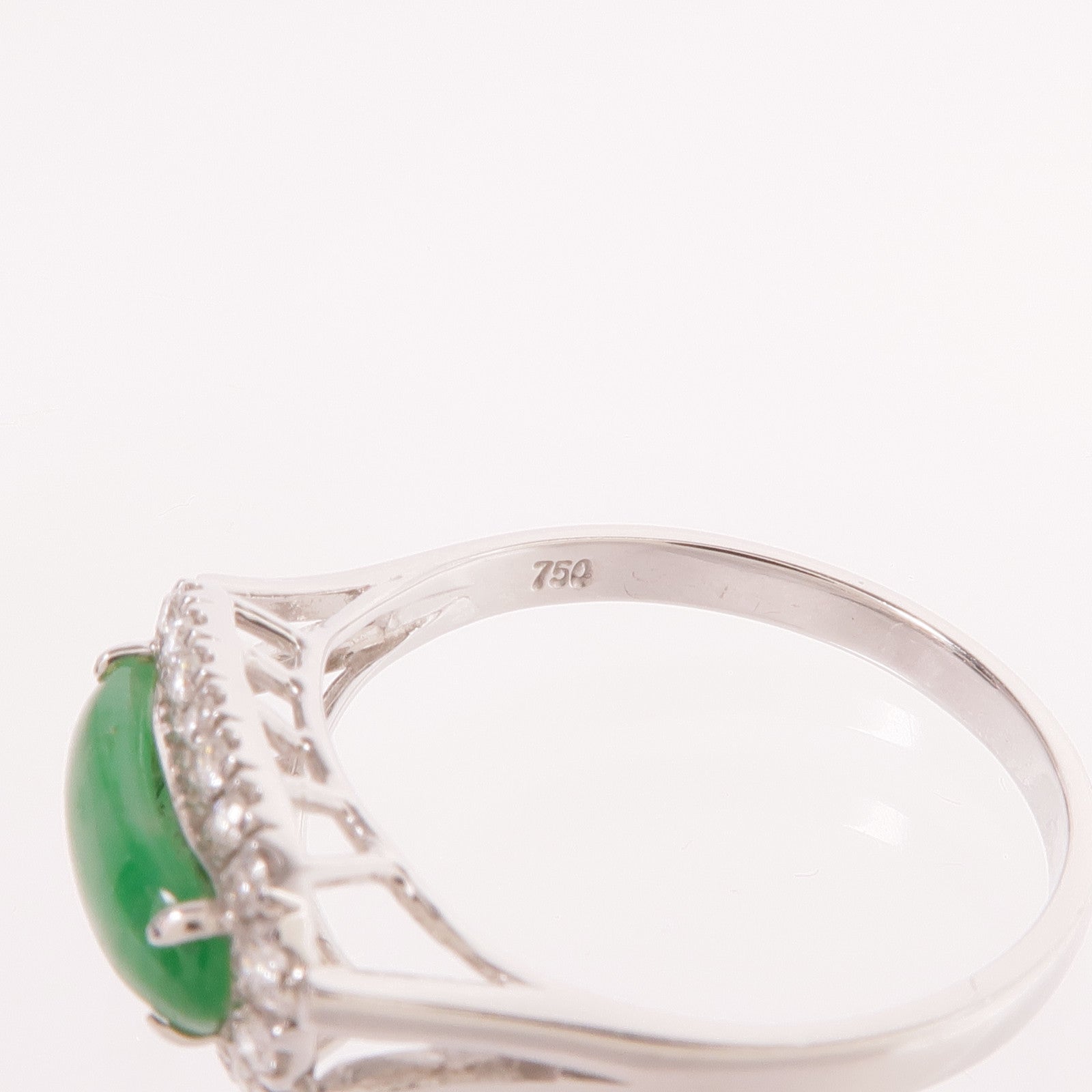 JEWELRY 18K白金Jade Diamond Ring翡翠/鑽石戒指US#9.25