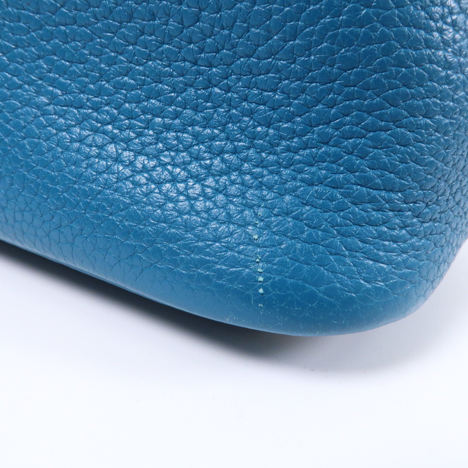 HERMES Clemence皮革Bolide 31銀扣手挽袋Bleu Izmir