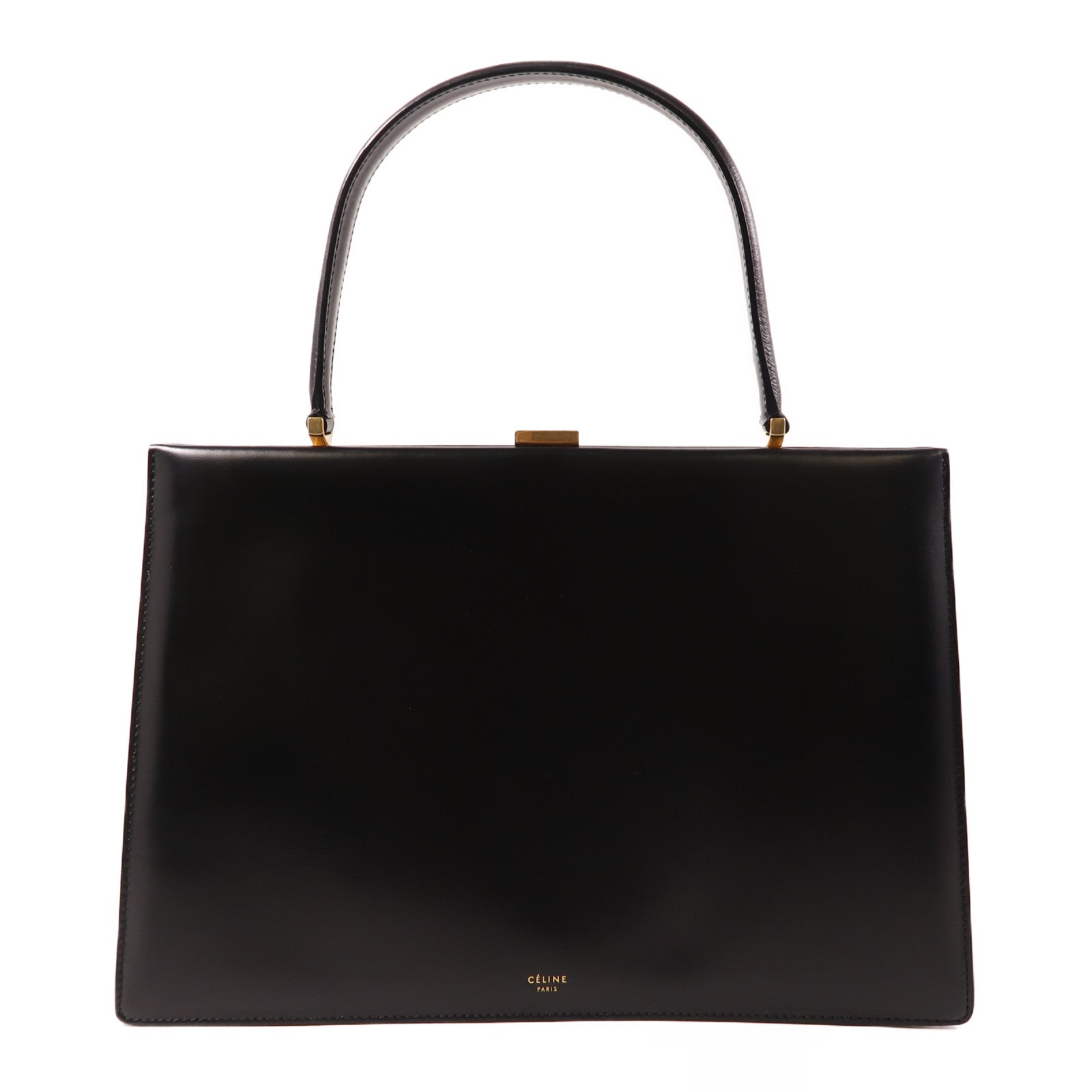 CELINE 牛皮皮革Hand Bag金扣手挽袋黑色