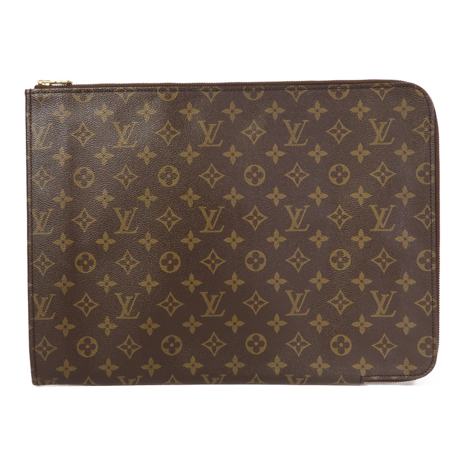LOUIS VUITTON Monogram Poche Document金扣手拿包啡色