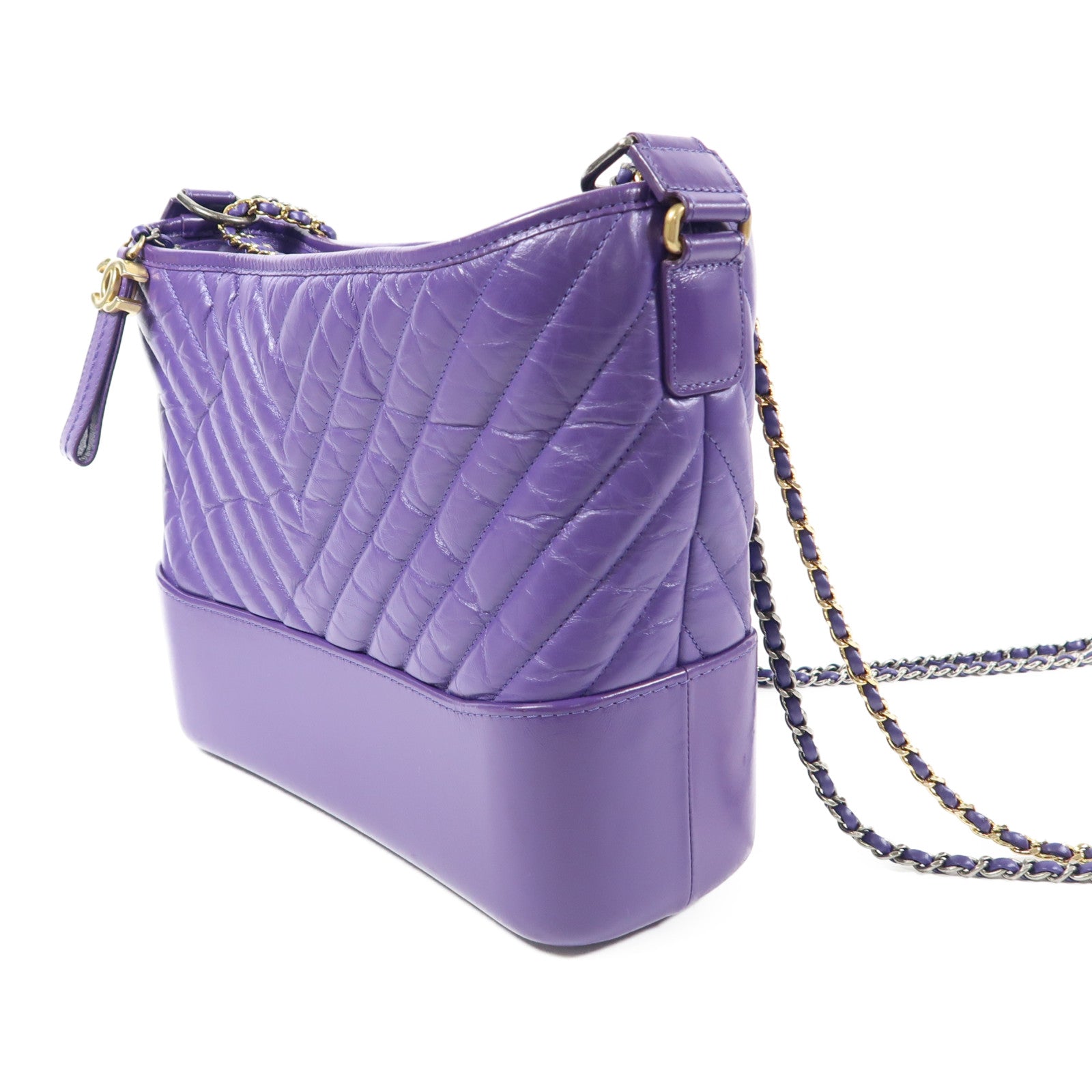 CHANEL 羊皮皮革Gabrielle Large金扣/銀扣鏈帶肩背袋