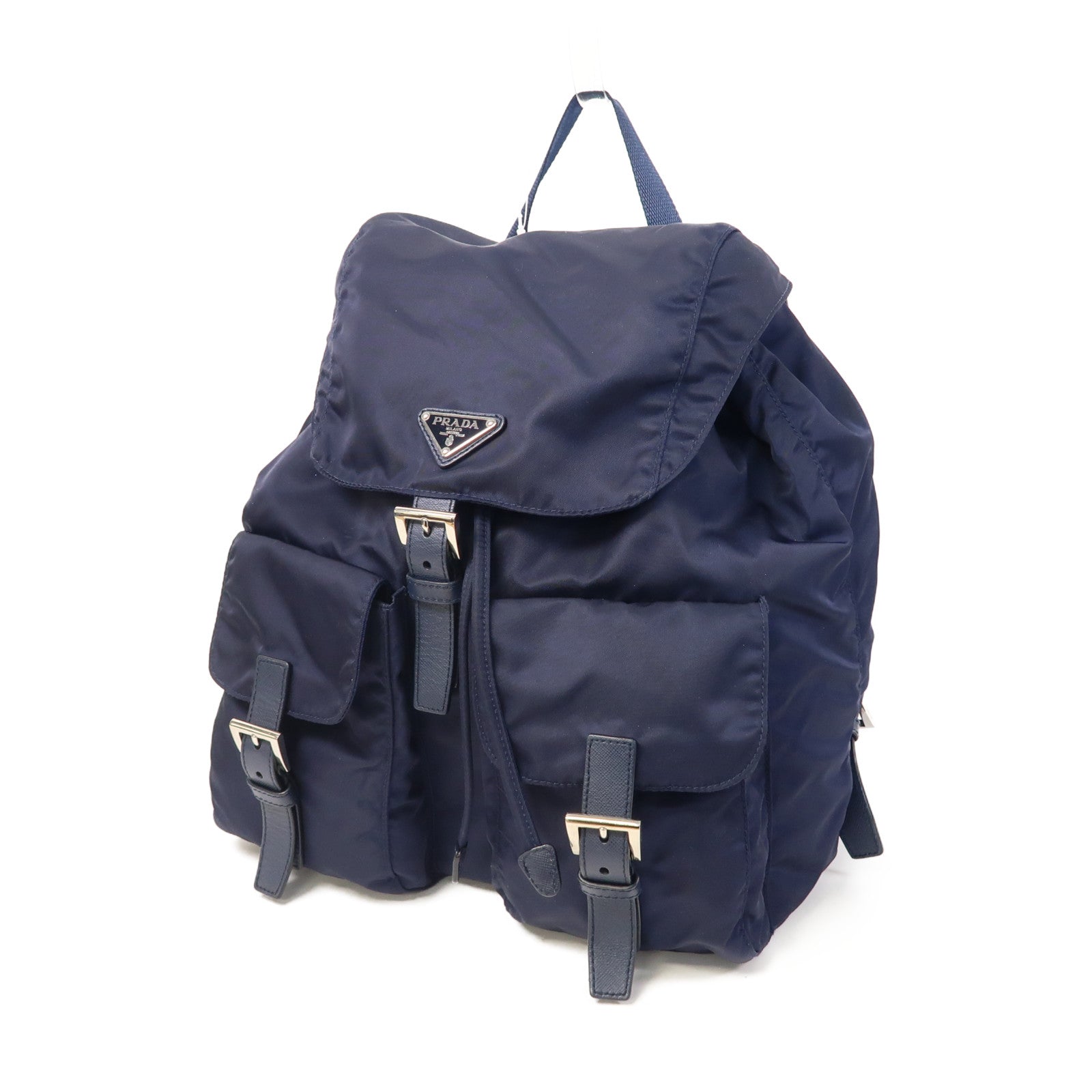 PRADA 【激減優惠】尼龍Backpack銀扣背包藍色