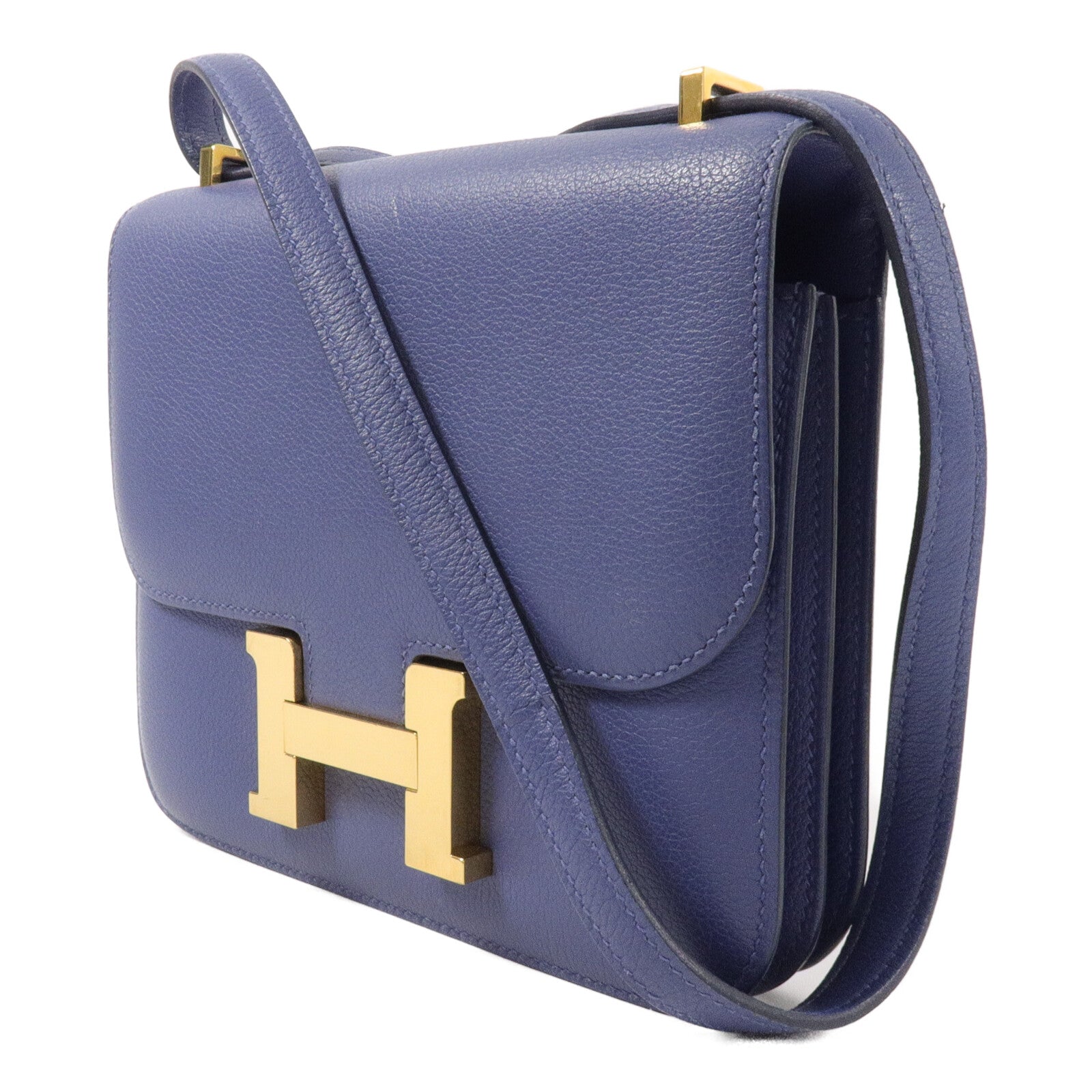 HERMES Evercolor皮革Constance Mini肩背袋Blue Brighton