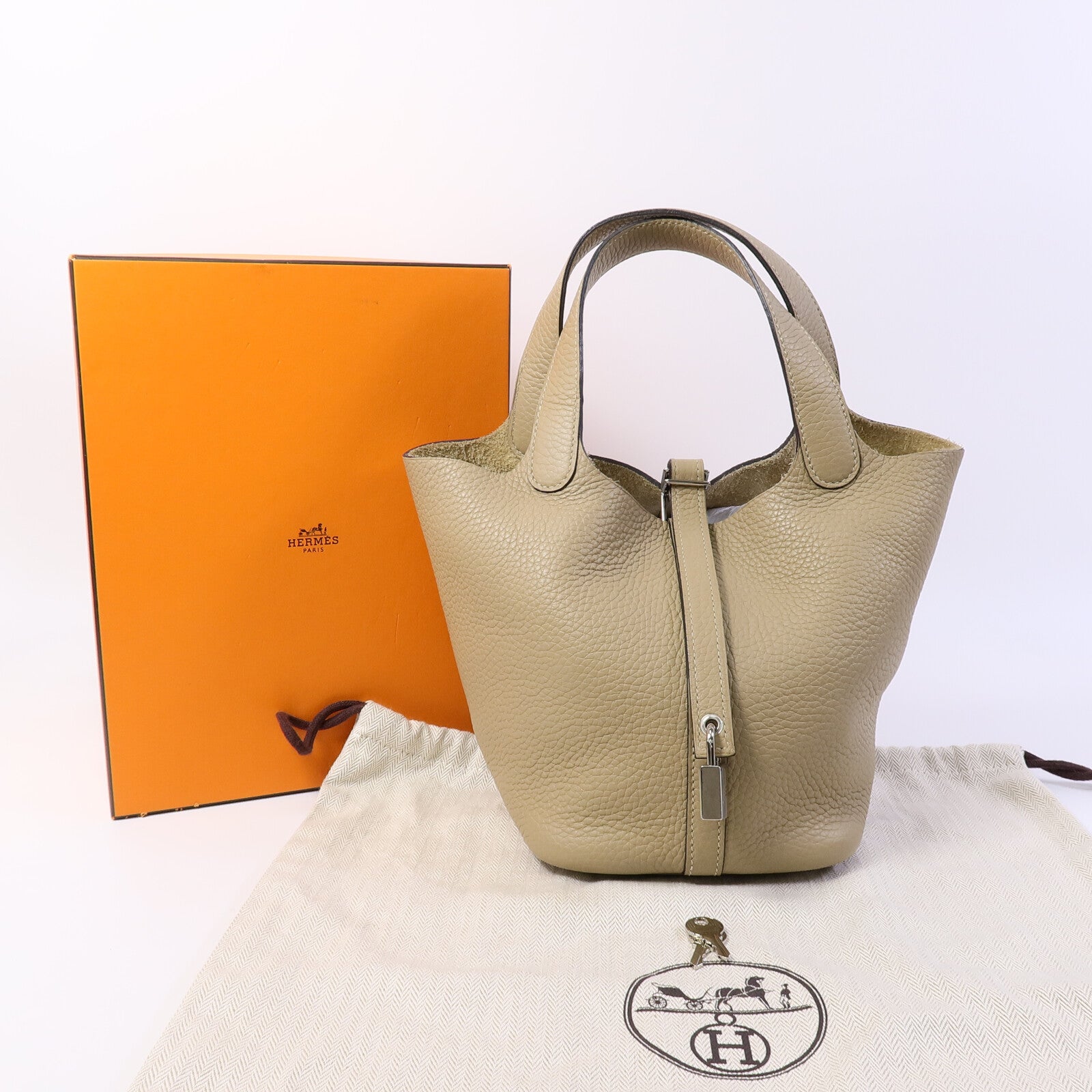 HERMES Clemence皮革Picotin PM手挽袋Trench
