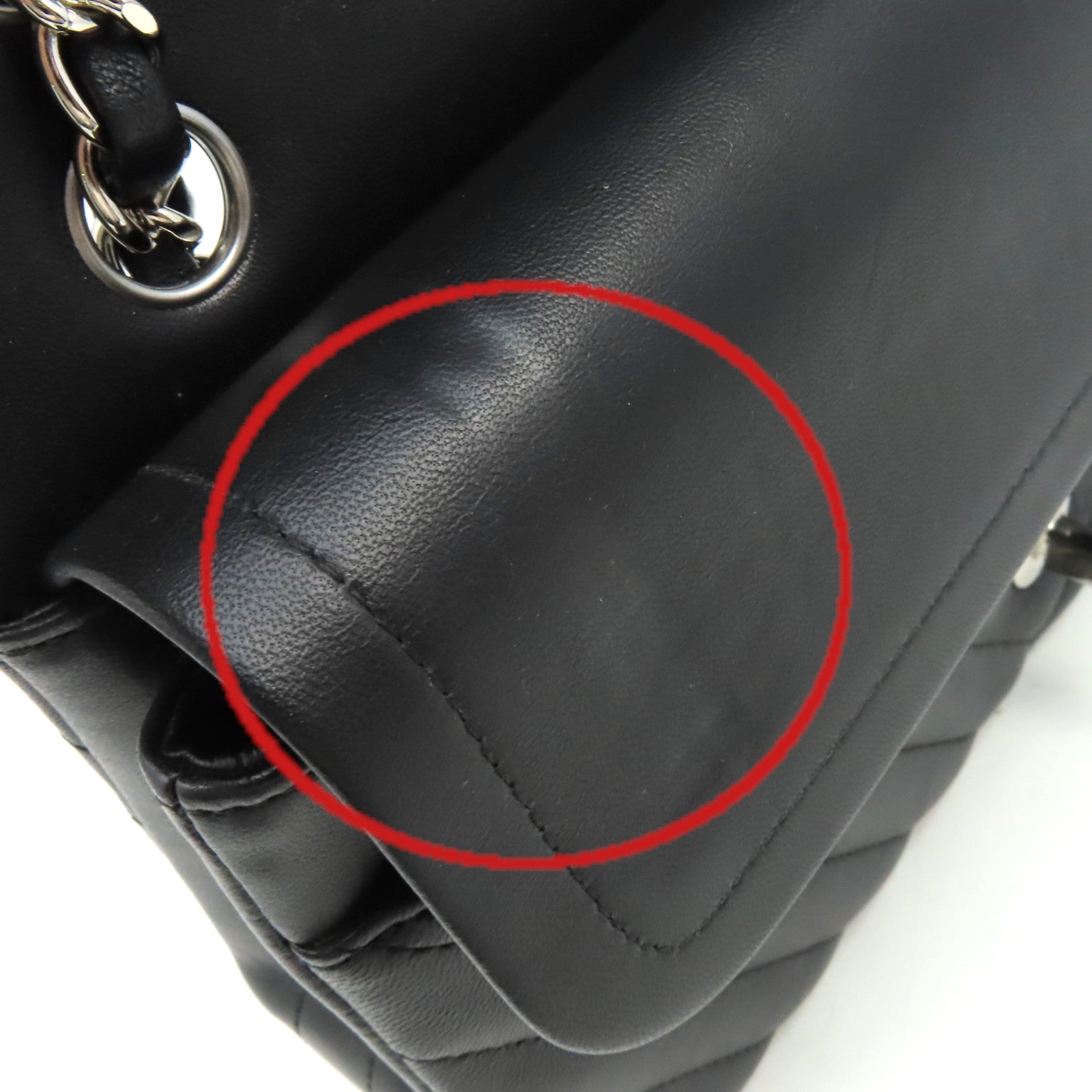 CHANEL **【激減優惠】斜紋牛皮皮革Medium Classic Flap Chain Shoulder Bag銀扣鏈帶肩背袋黑色