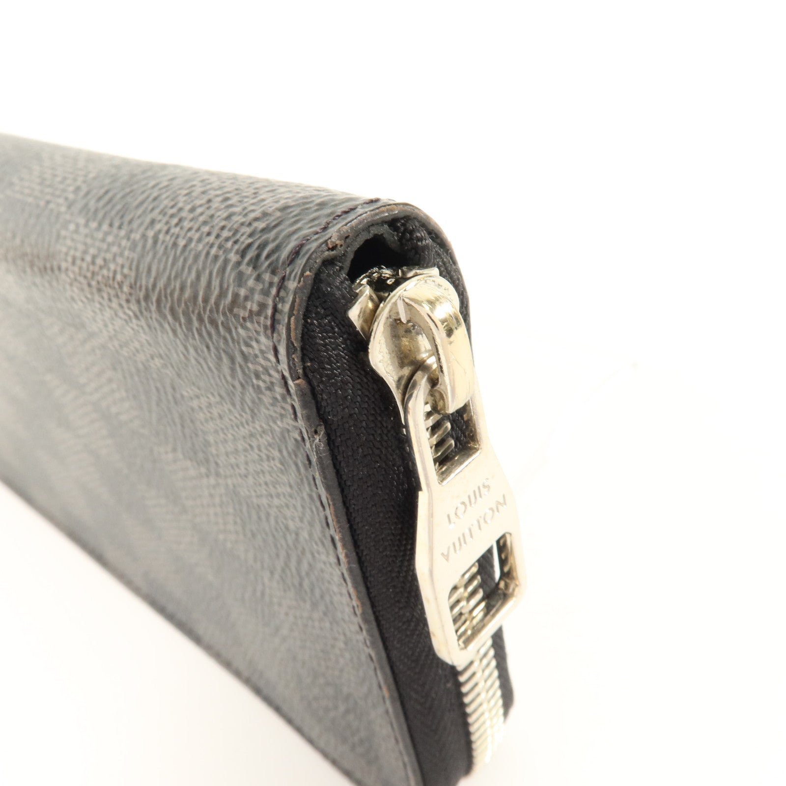 LOUIS VUITTON Damier Graphite Zipper Wallet Vertical銀扣長錢包