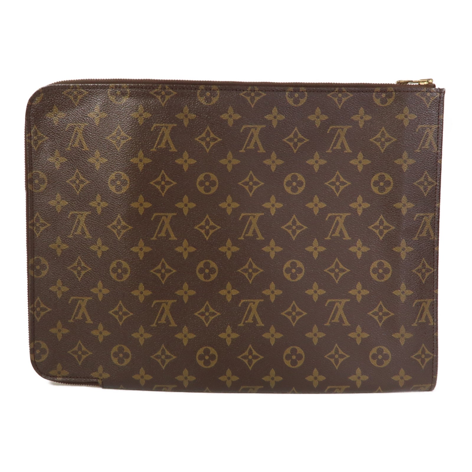 LOUIS VUITTON Monogram Poche Document金扣手拿包啡色