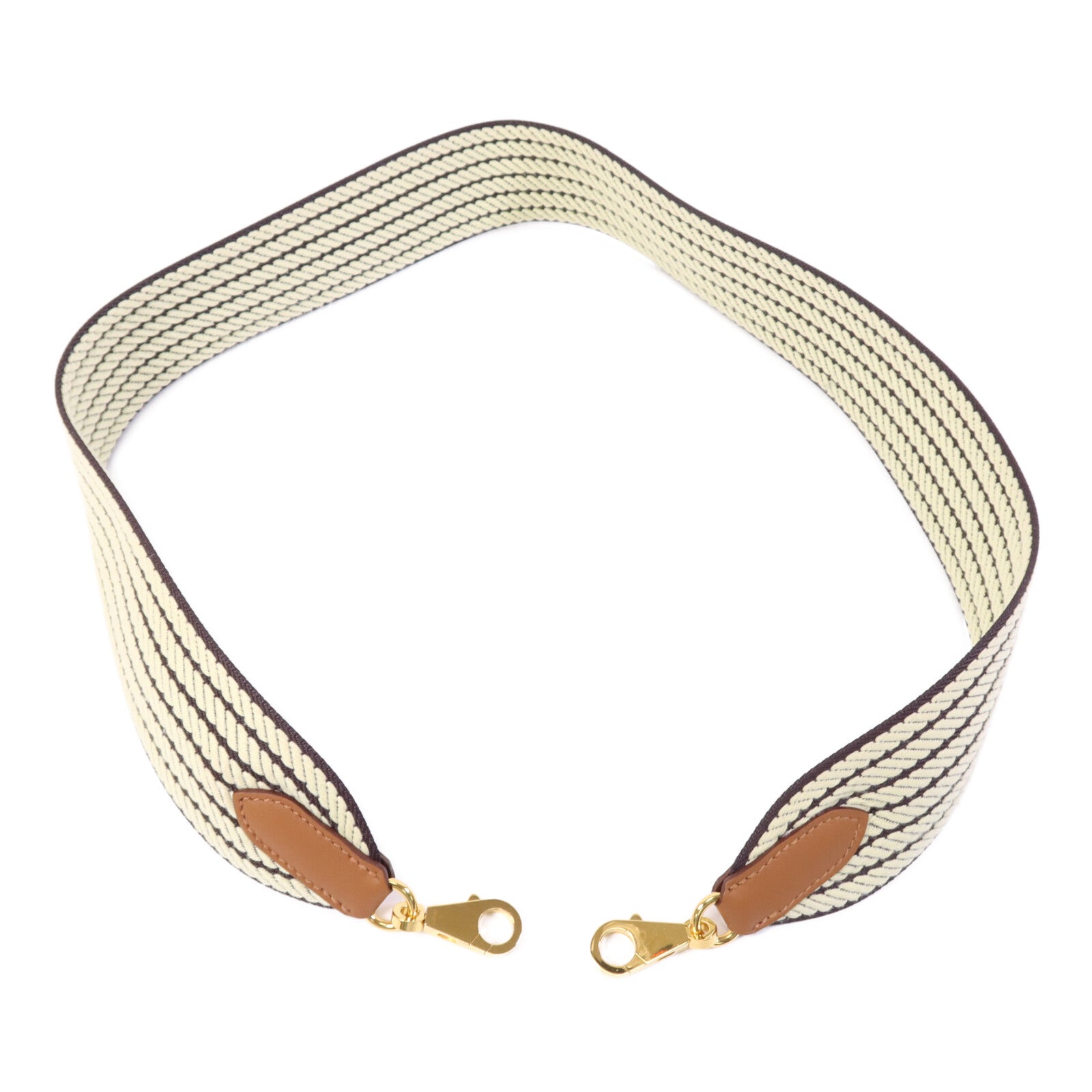 HERMES 帆布Hermes Shoulder Strap金扣掛飾Brown