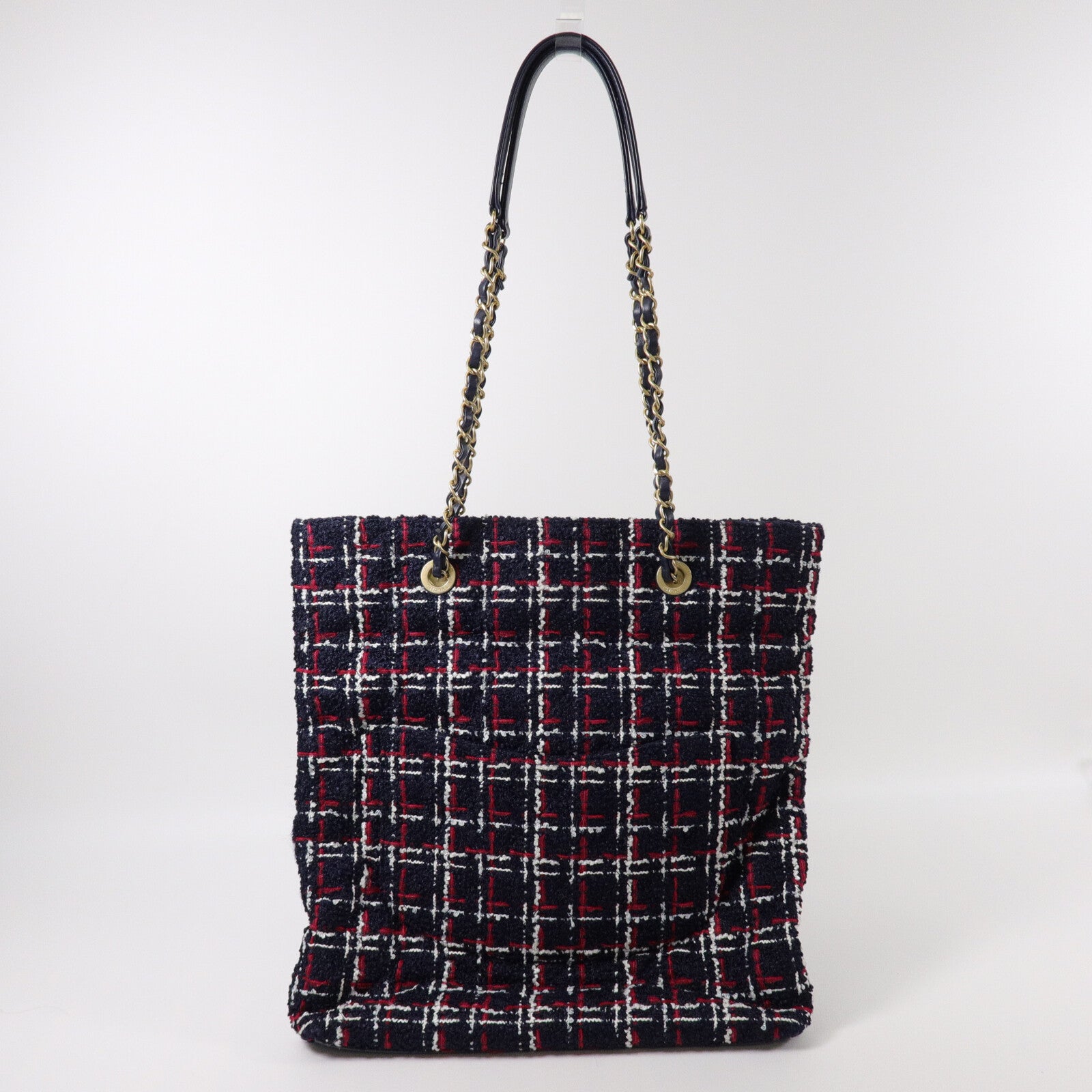 CHANEL Tweed Shopping Tote鏈帶肩背袋