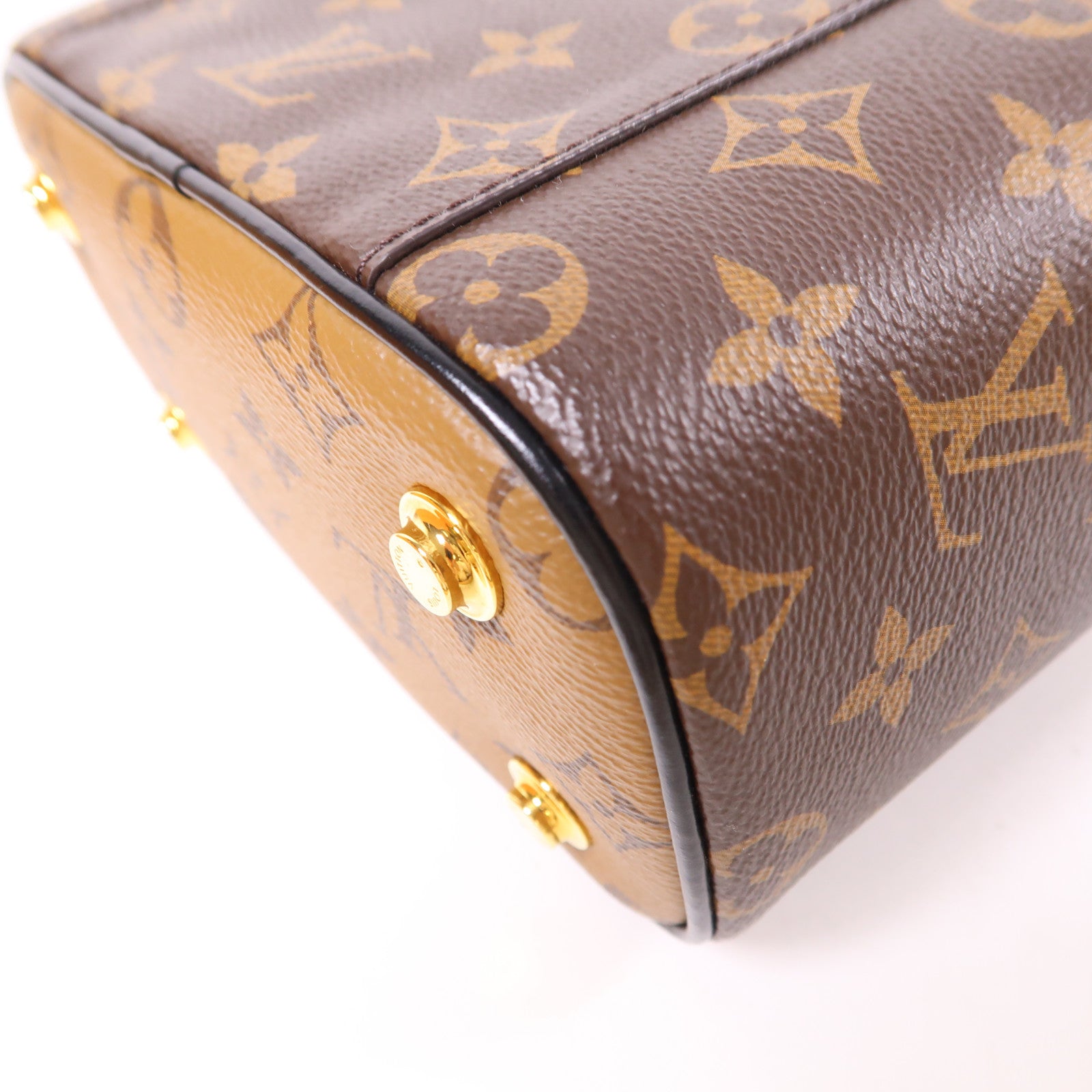LOUIS VUITTON Monogram Reverse Vanity PM金扣手挽肩背兩用袋棕色