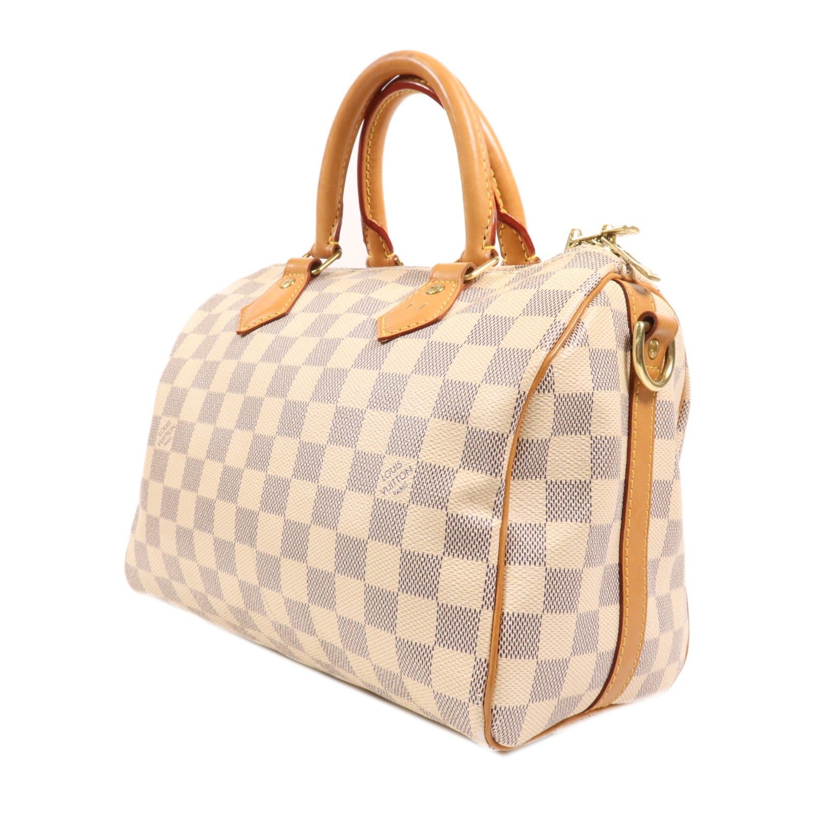 LOUIS VUITTON Damier Azur Speedy Bandouliere 25金扣手挽肩背兩用袋