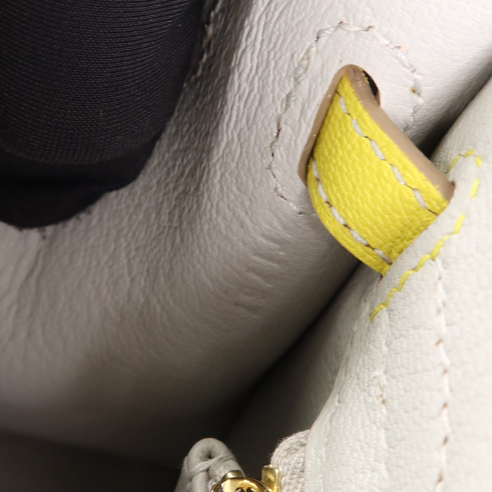 HERMES 【激減優惠】Cherve皮革Kelly 25金扣手挽肩背兩用袋 Gris Perle/Lime