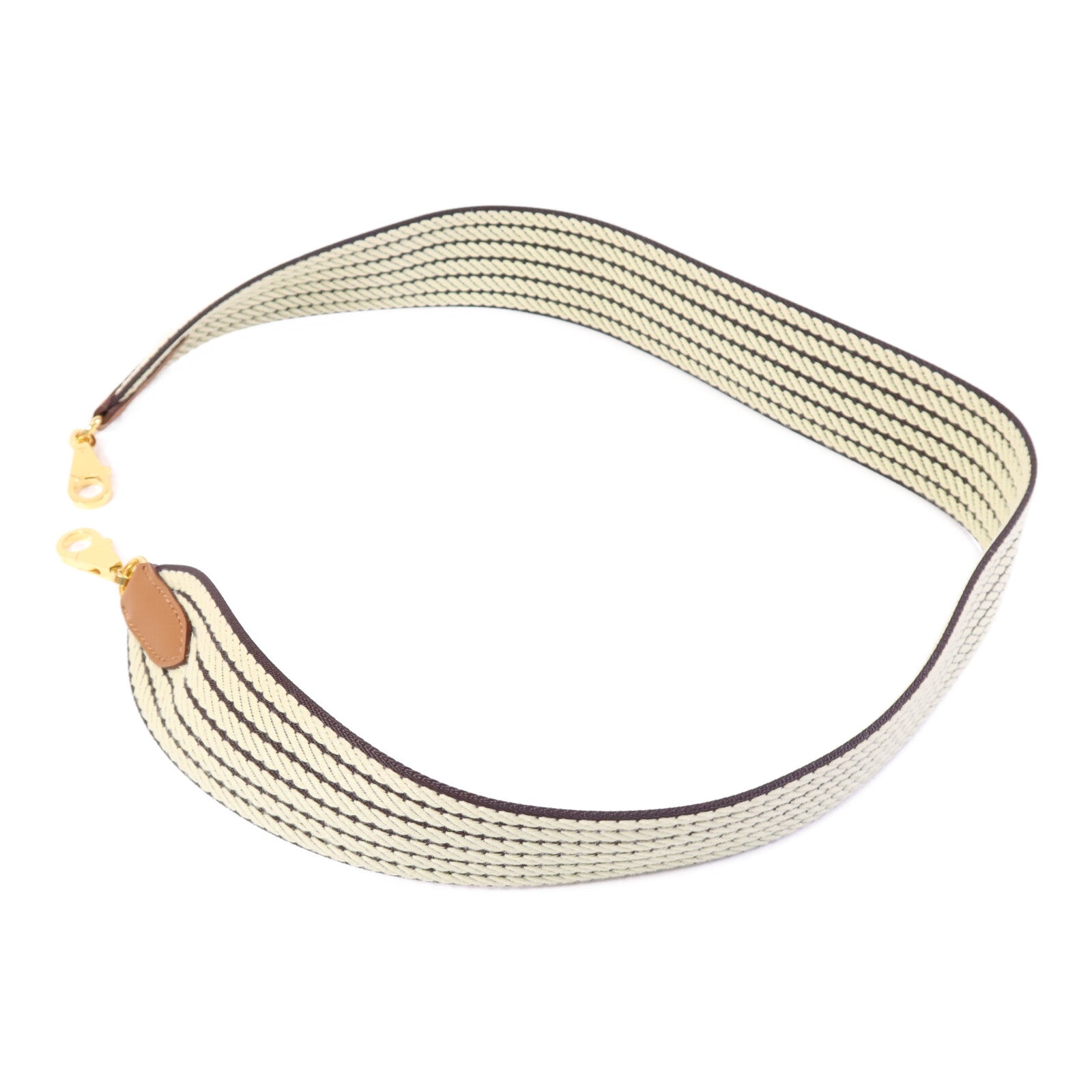 HERMES 帆布Hermes Shoulder Strap金扣掛飾Brown