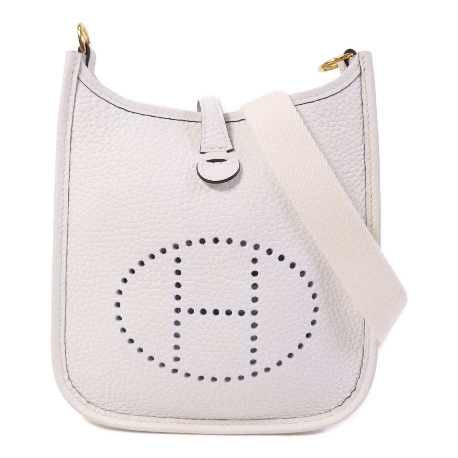 HERMES Clemence皮革Evelyne TPM金扣肩背袋New White