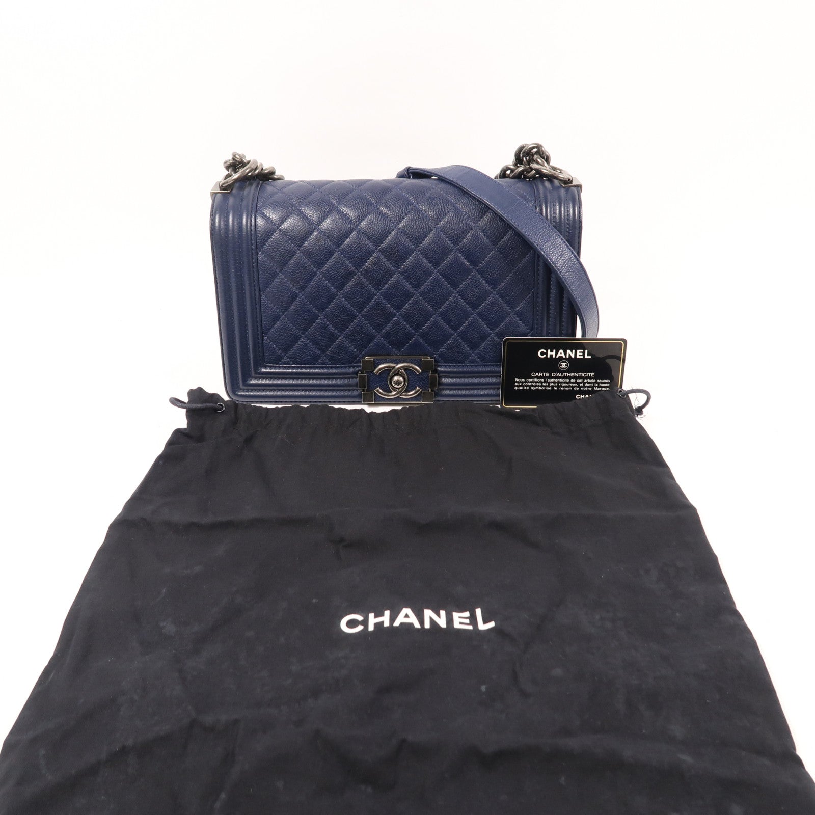 CHANEL 牛皮皮革Boy 25銀扣肩背袋